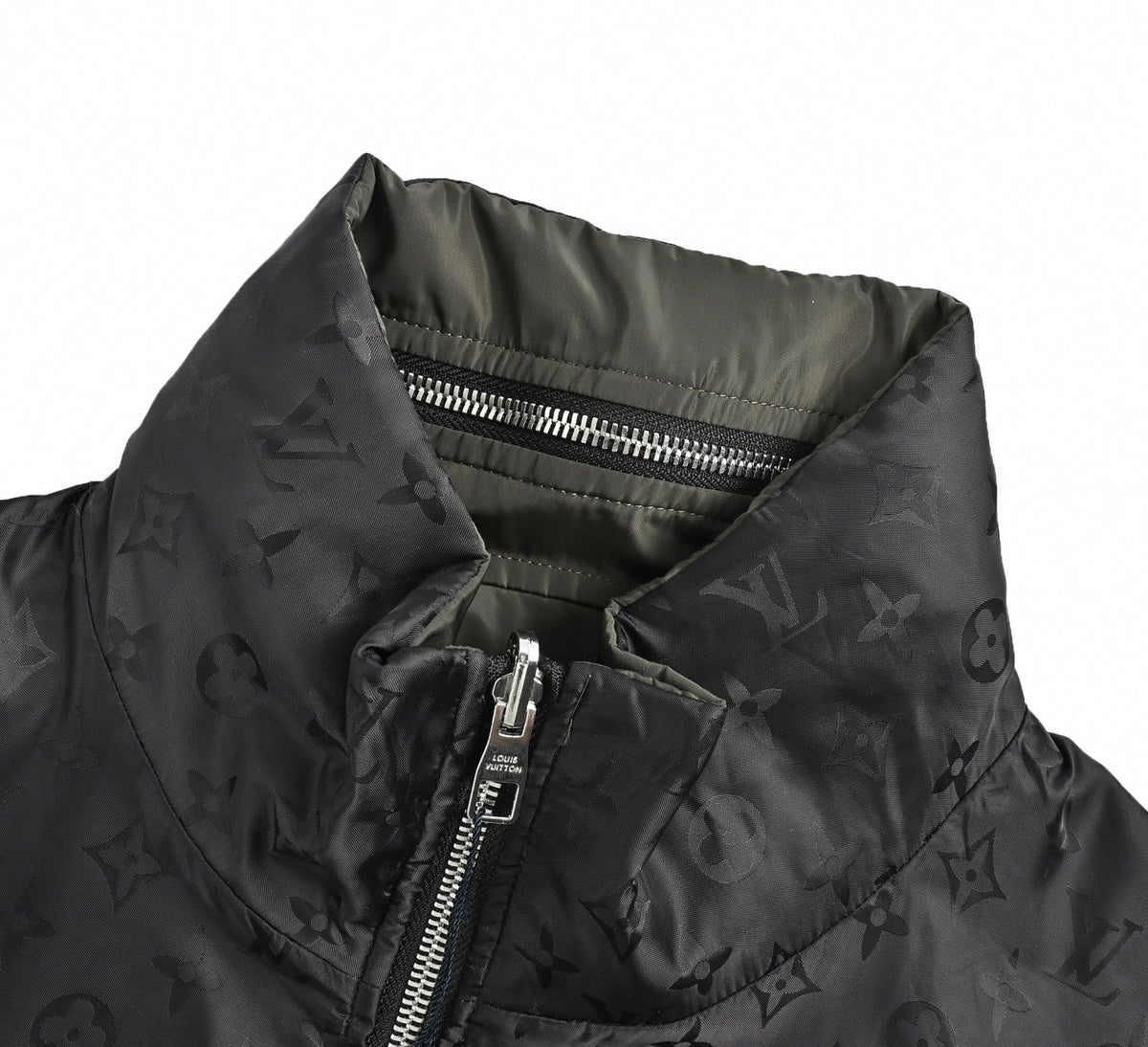 Reversible Tonal Monogram Jacket | Black & Olive Green