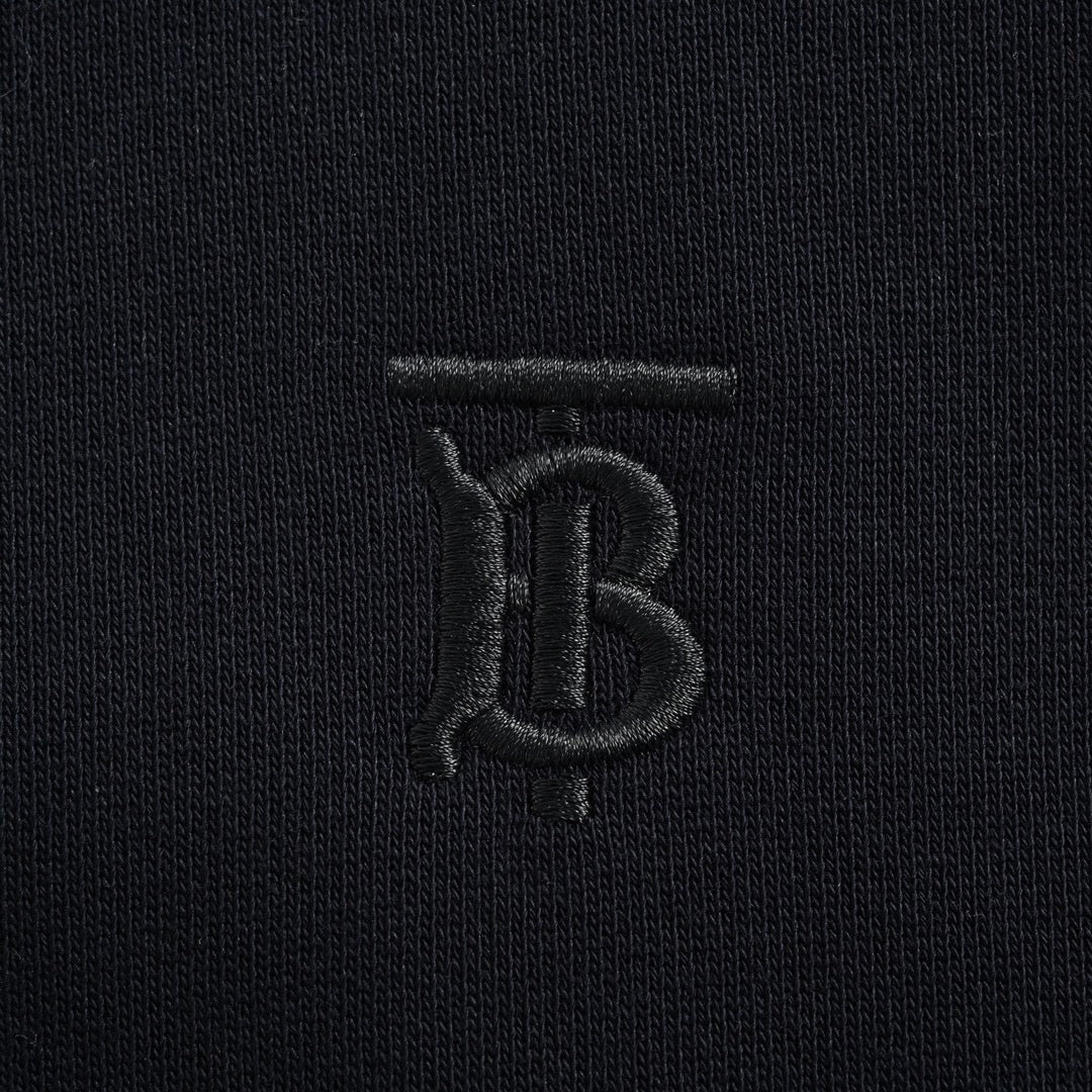 TB Monogram Zip-Up Checked Trim Hoodie | Navy