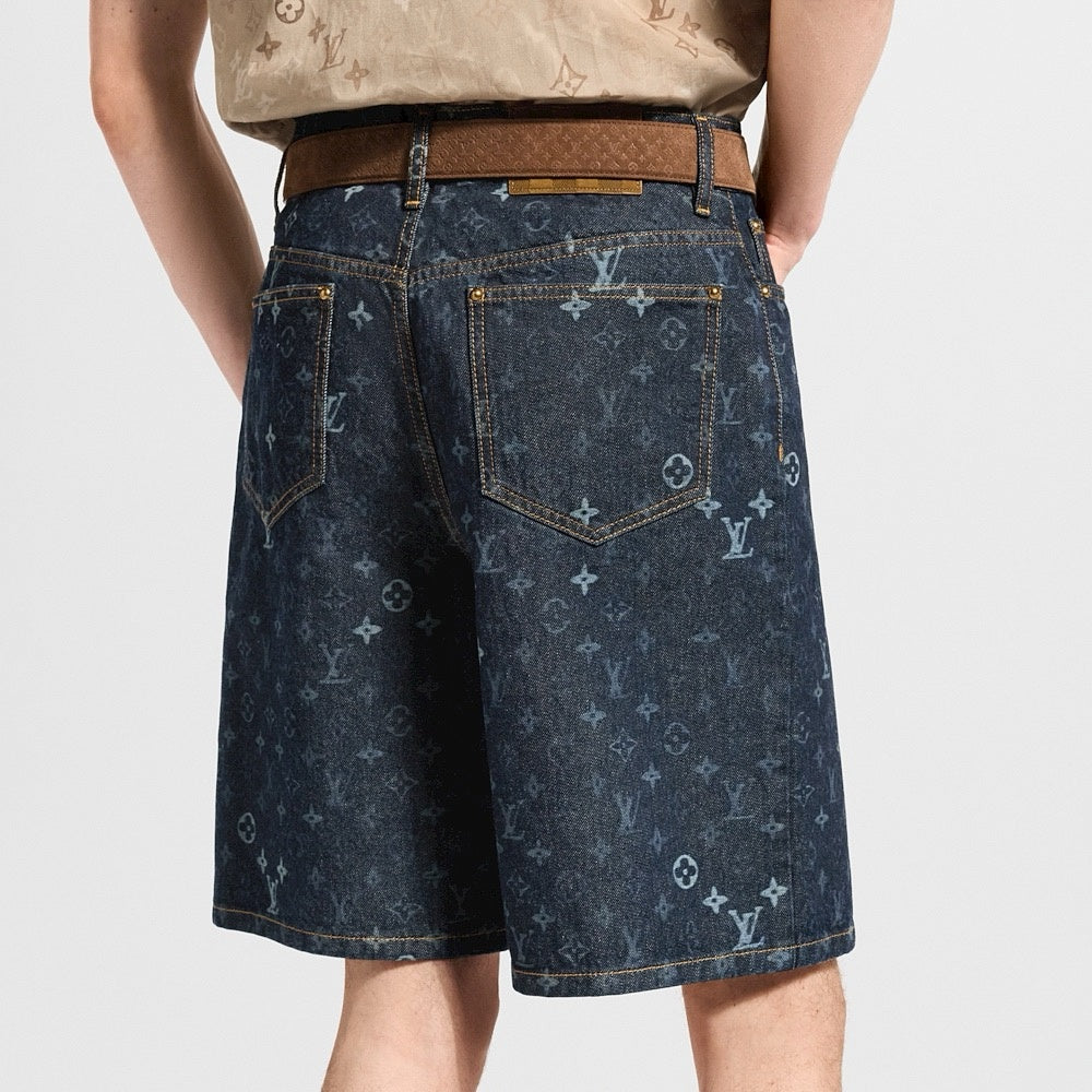 Monogram Baggy Denim Shorts | Dark Indigo
