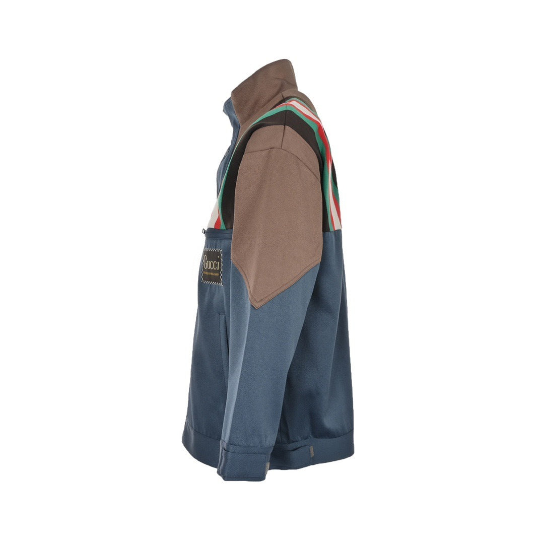 Multi-Panel Stripe Bomber Jacket