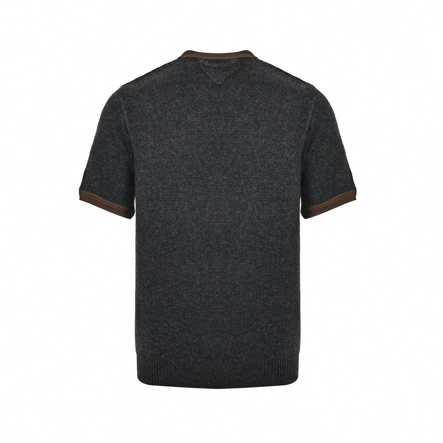 Contrast-Trim Knit T-Shirt | Charcoal Grey