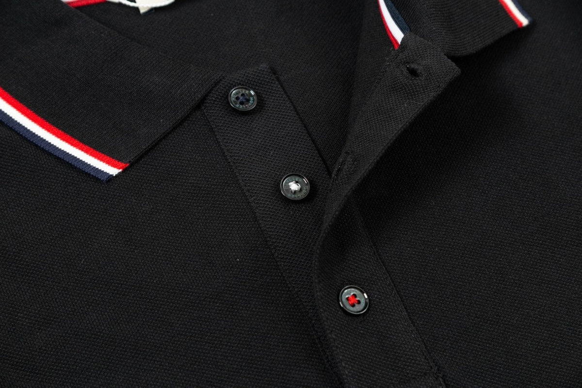 Tri-Color Trim Long-Sleeve Polo