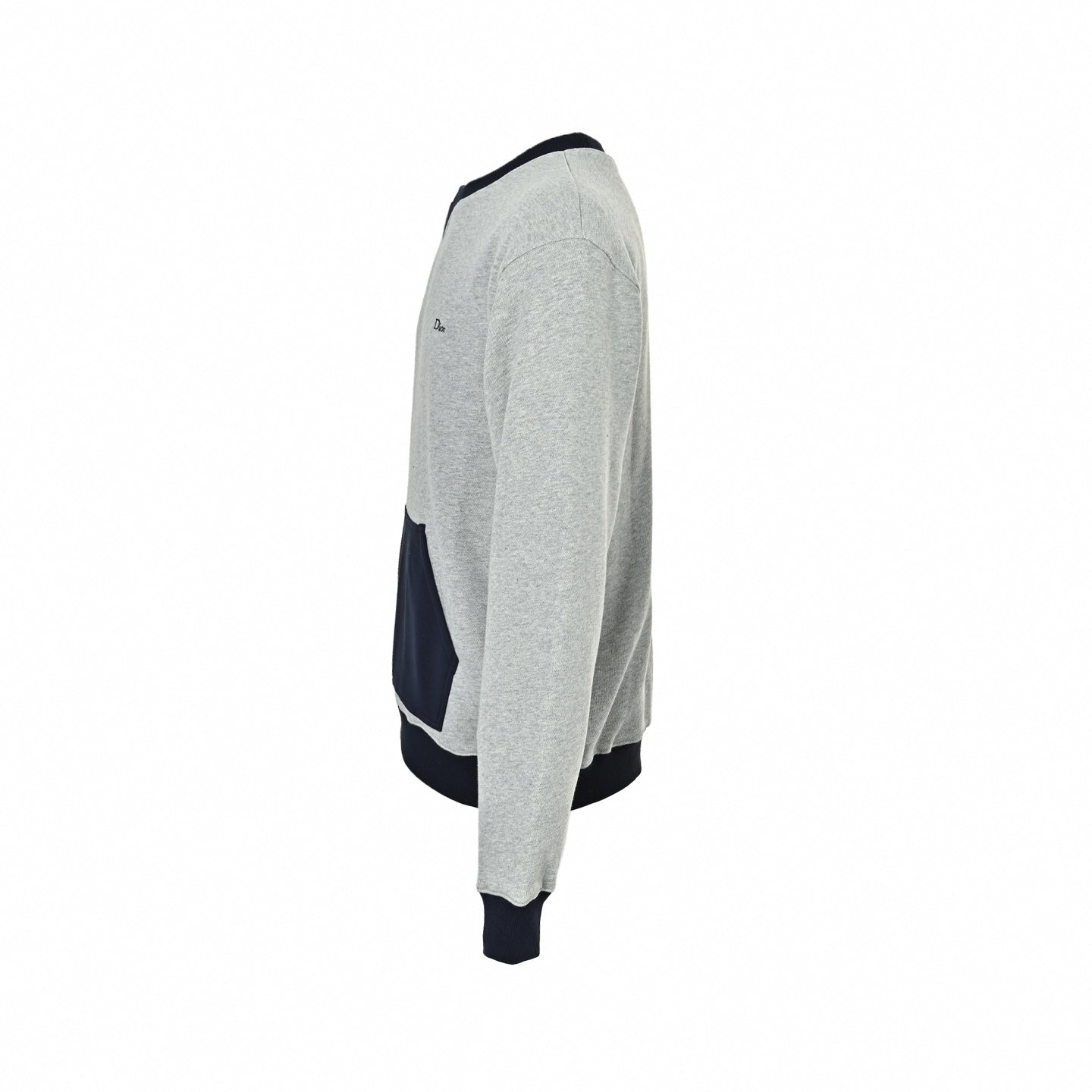 Contrast Pocket Crewneck Sweatshirt - Grey/Navy