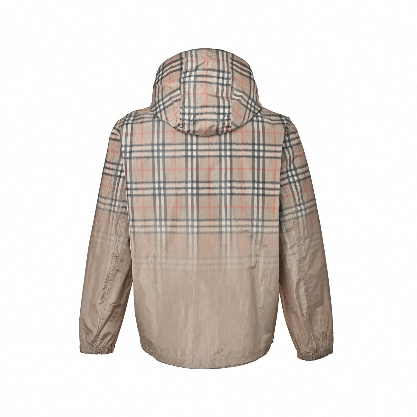 Gradient Check Windbreaker Jacket - Beige