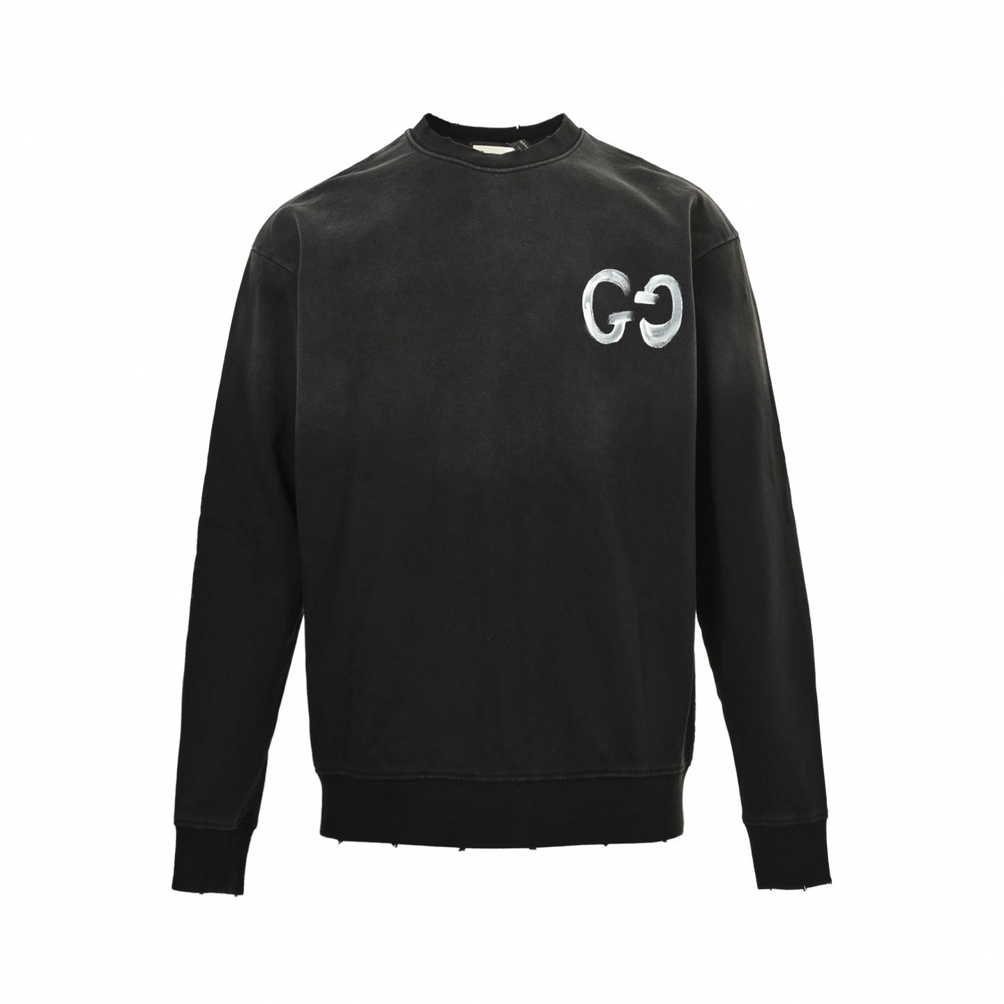 Painted Script Logo Distressed Sweatshirt | Washed Black
