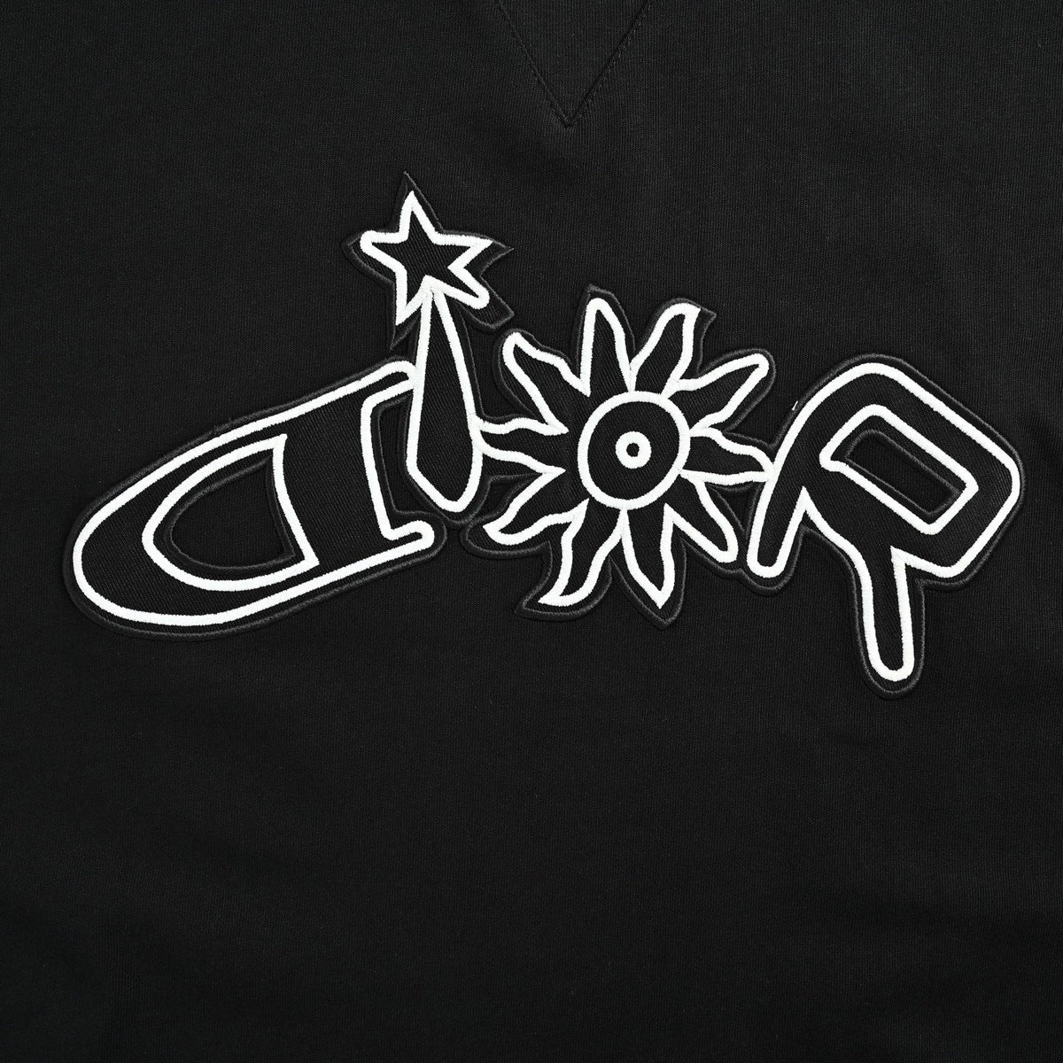 Stylized Embroidered Logo T-Shirt | Black