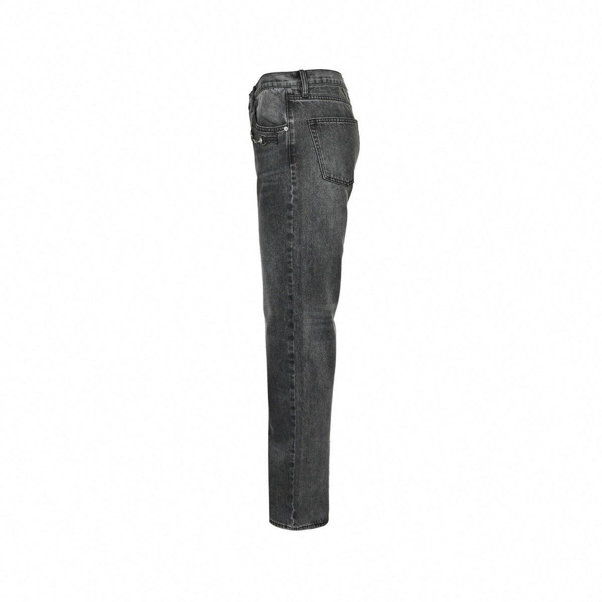 Horsebit Washed Denim Jeans