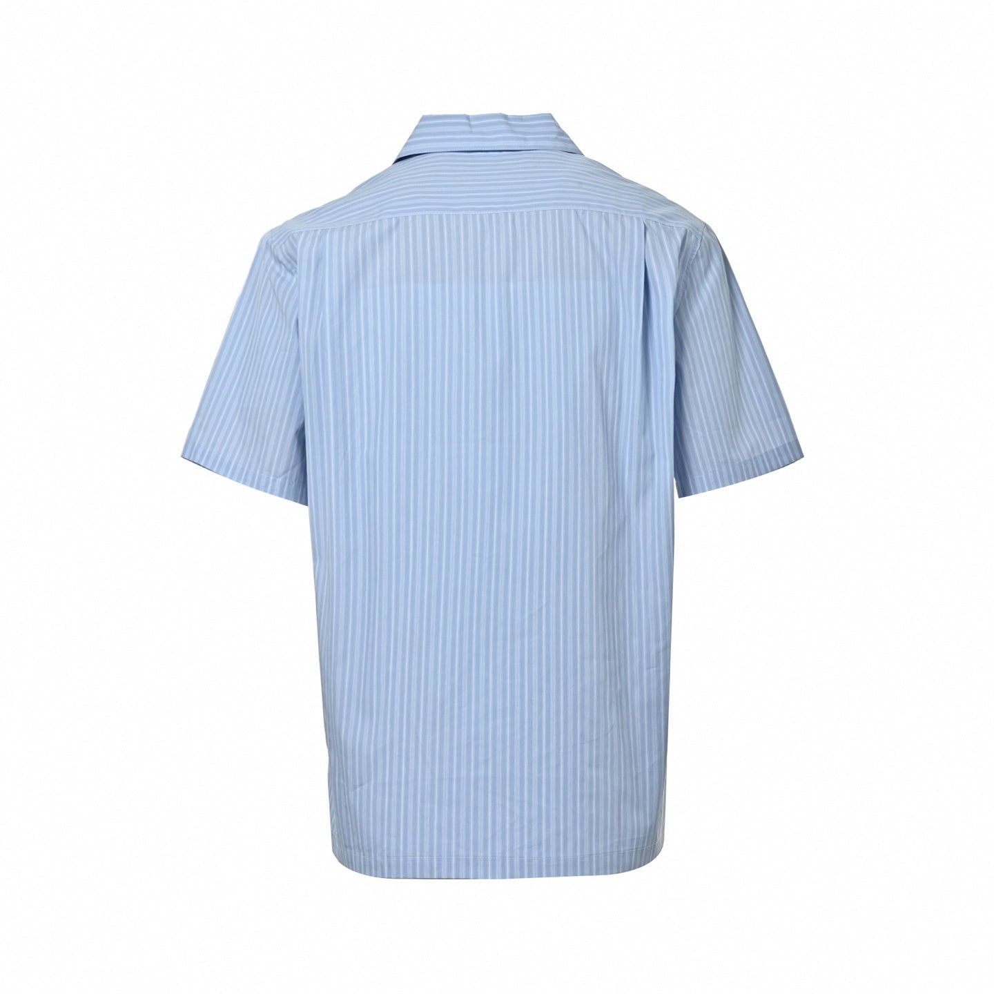 Striped Camp Collar Short-Sleeve Shirt | Light Blue