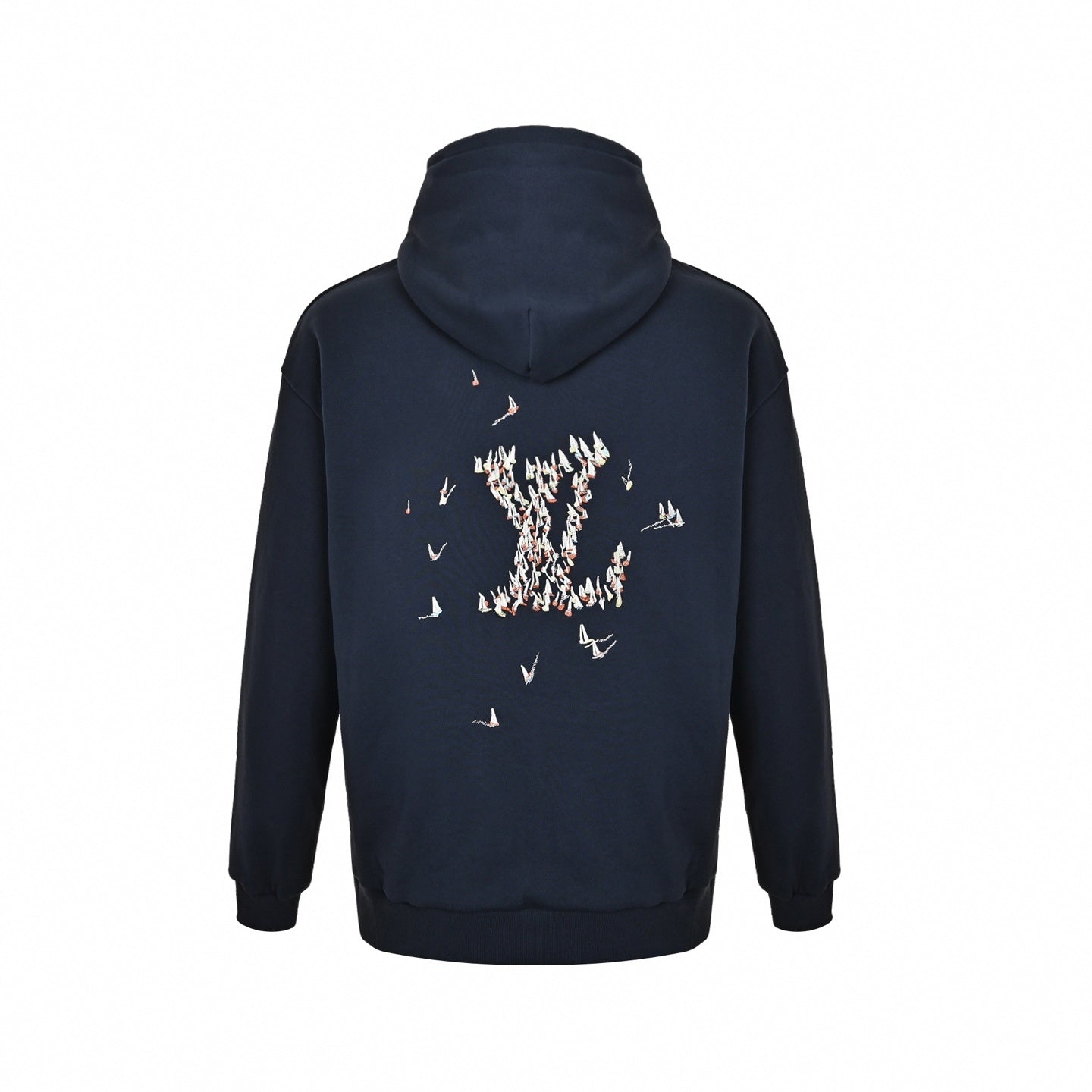 Embroidered Sailboat Logo Hoodie - Navy Blue