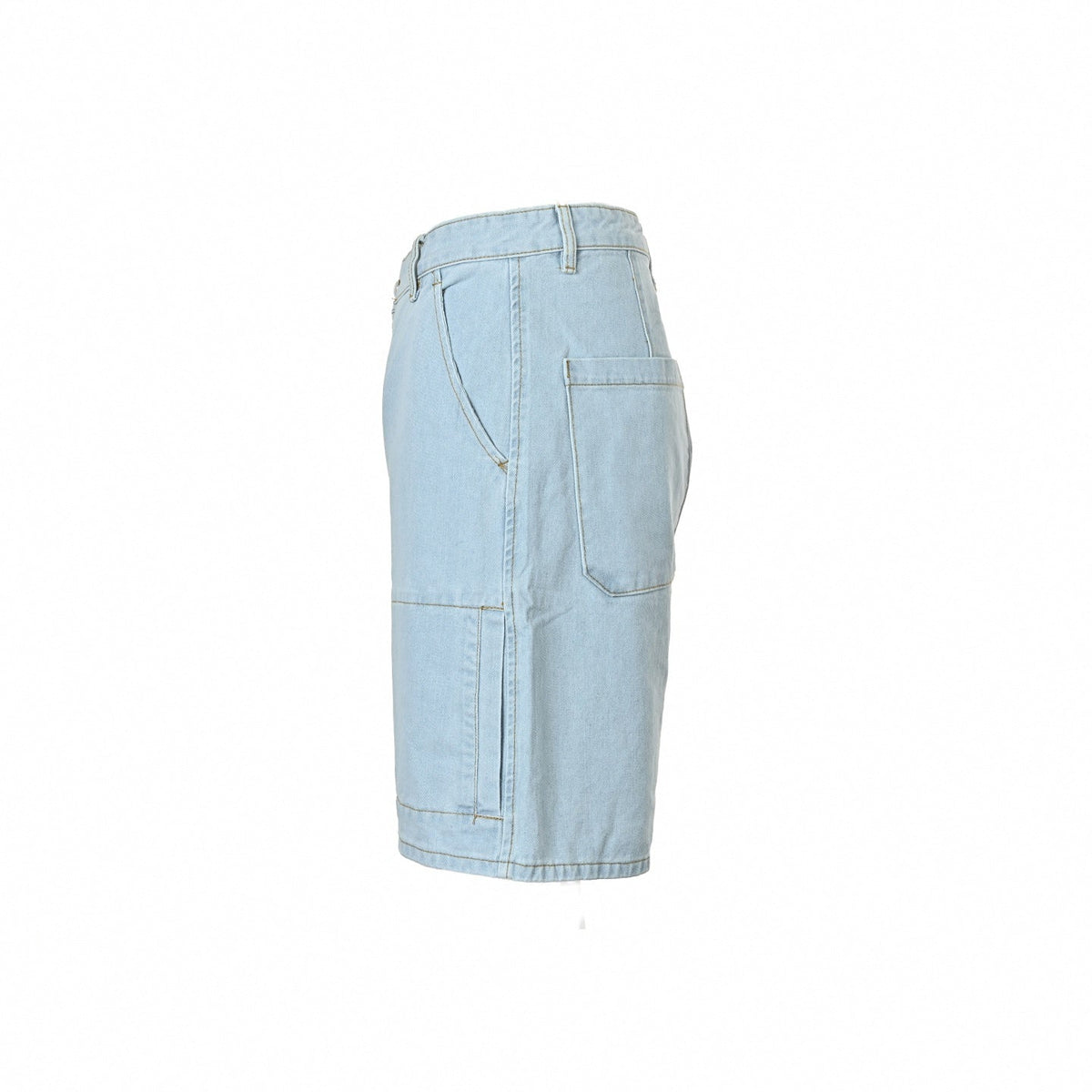 Monogram Flower Rivet Denim Shorts | Light Blue