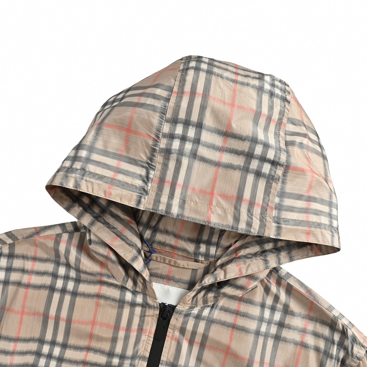 Gradient Check Windbreaker Jacket - Beige