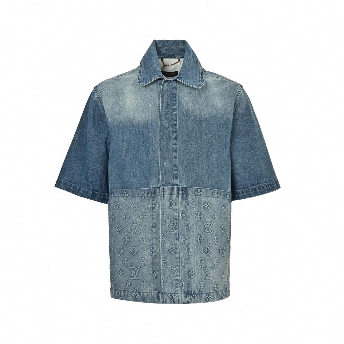 Monogram Denim Short-Sleeved Shirt