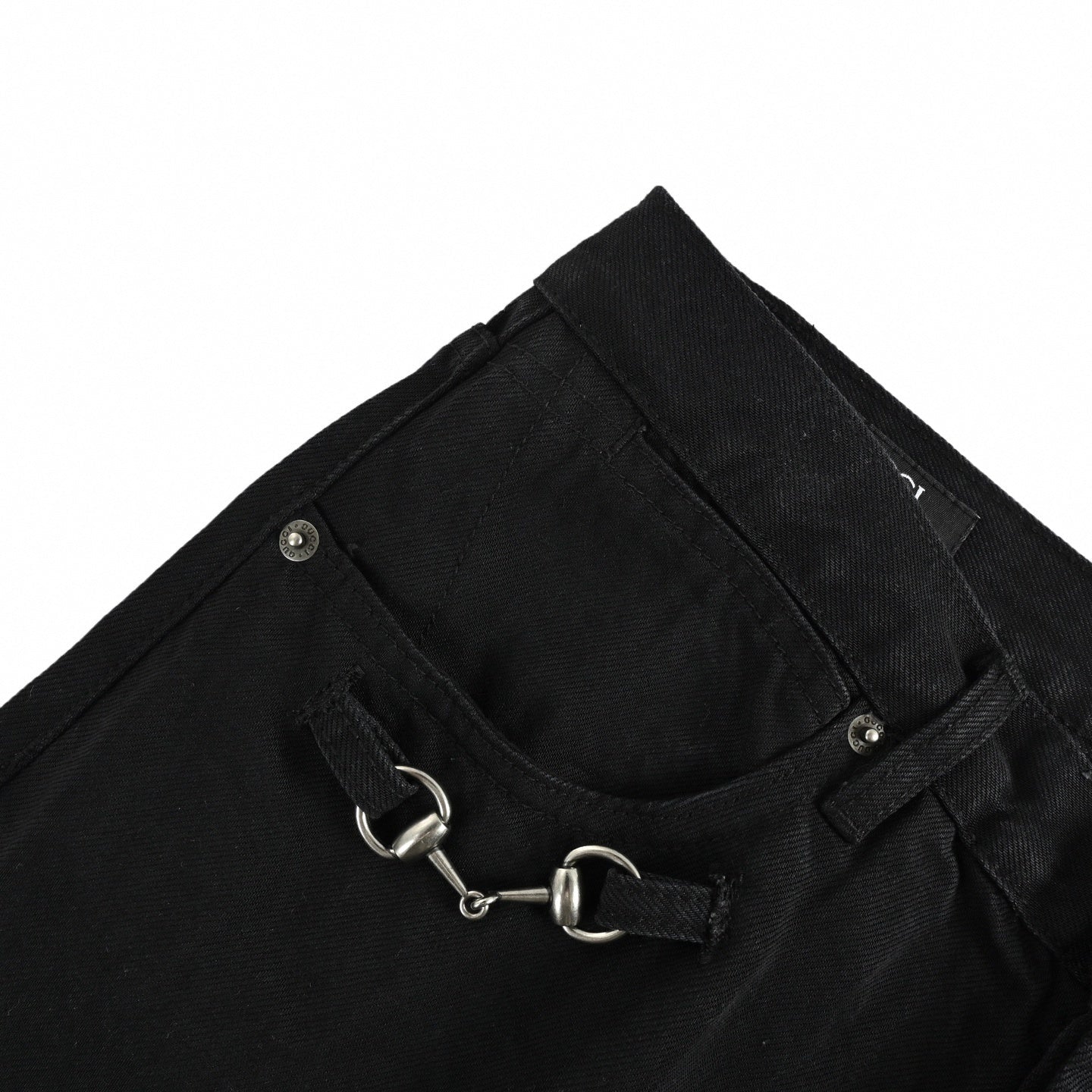 Horsebit Detail Jeans - Black