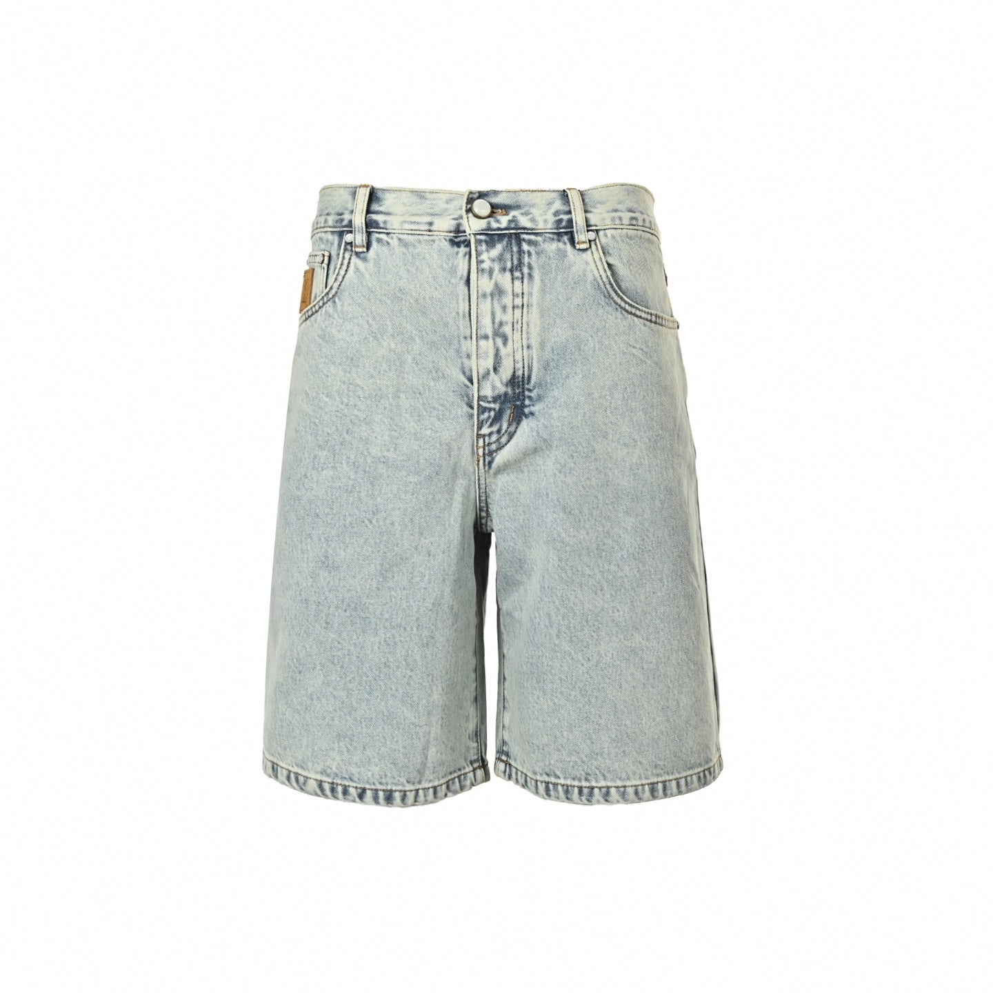 Monogram Embroidered Denim Shorts | Light Blue