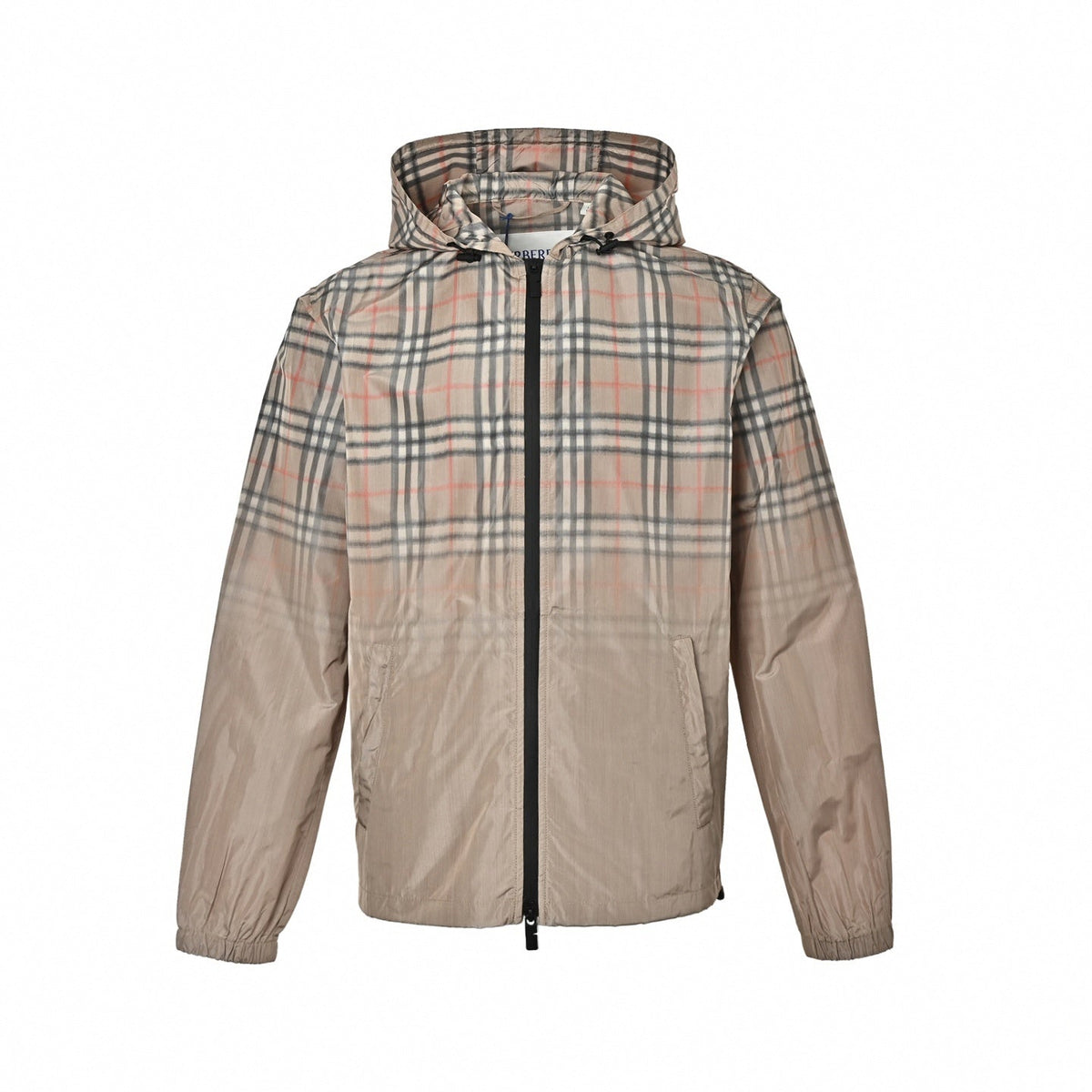 Gradient Check Windbreaker Jacket - Beige