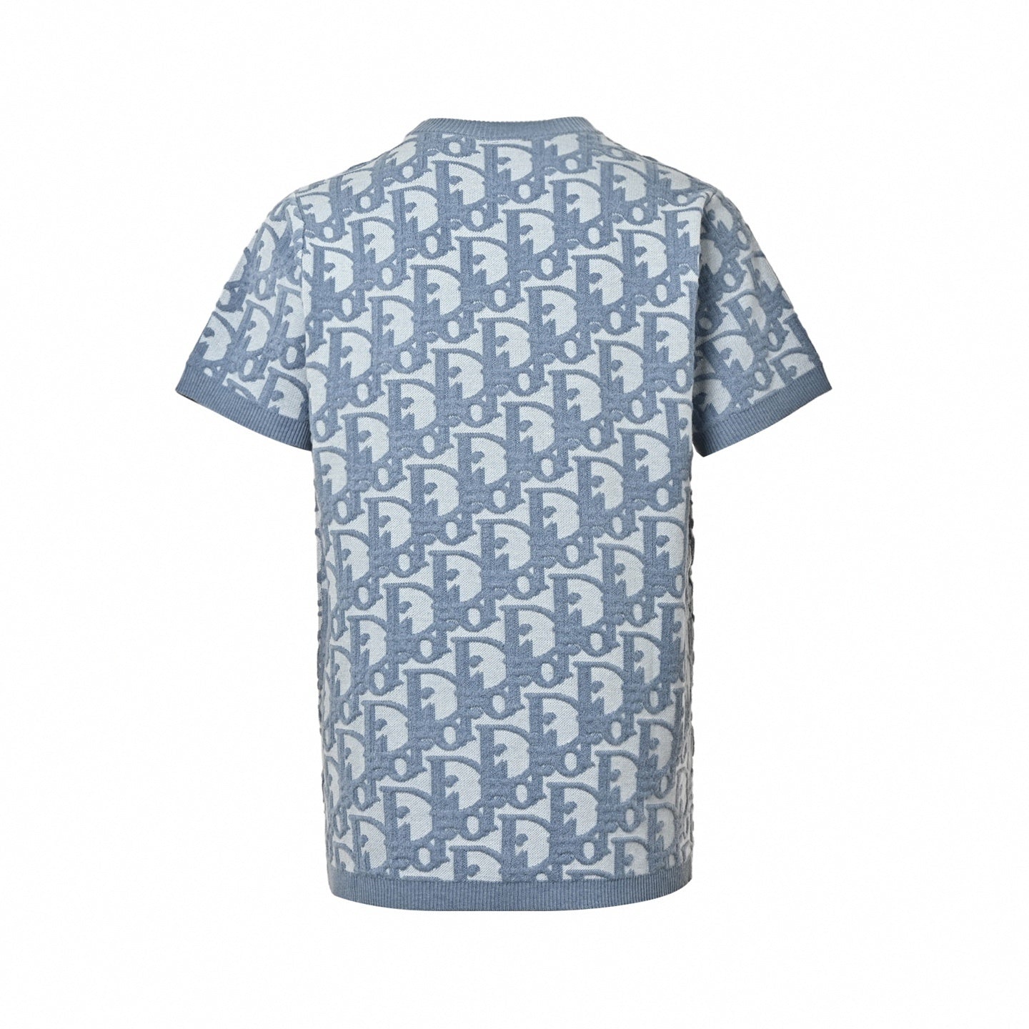 Oblique Jacquard Knit T-Shirt | Light Blue