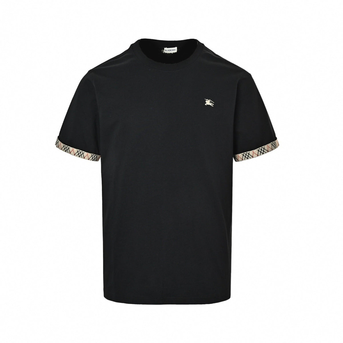 Check Cuff Equestrian Knight T-Shirt | Black