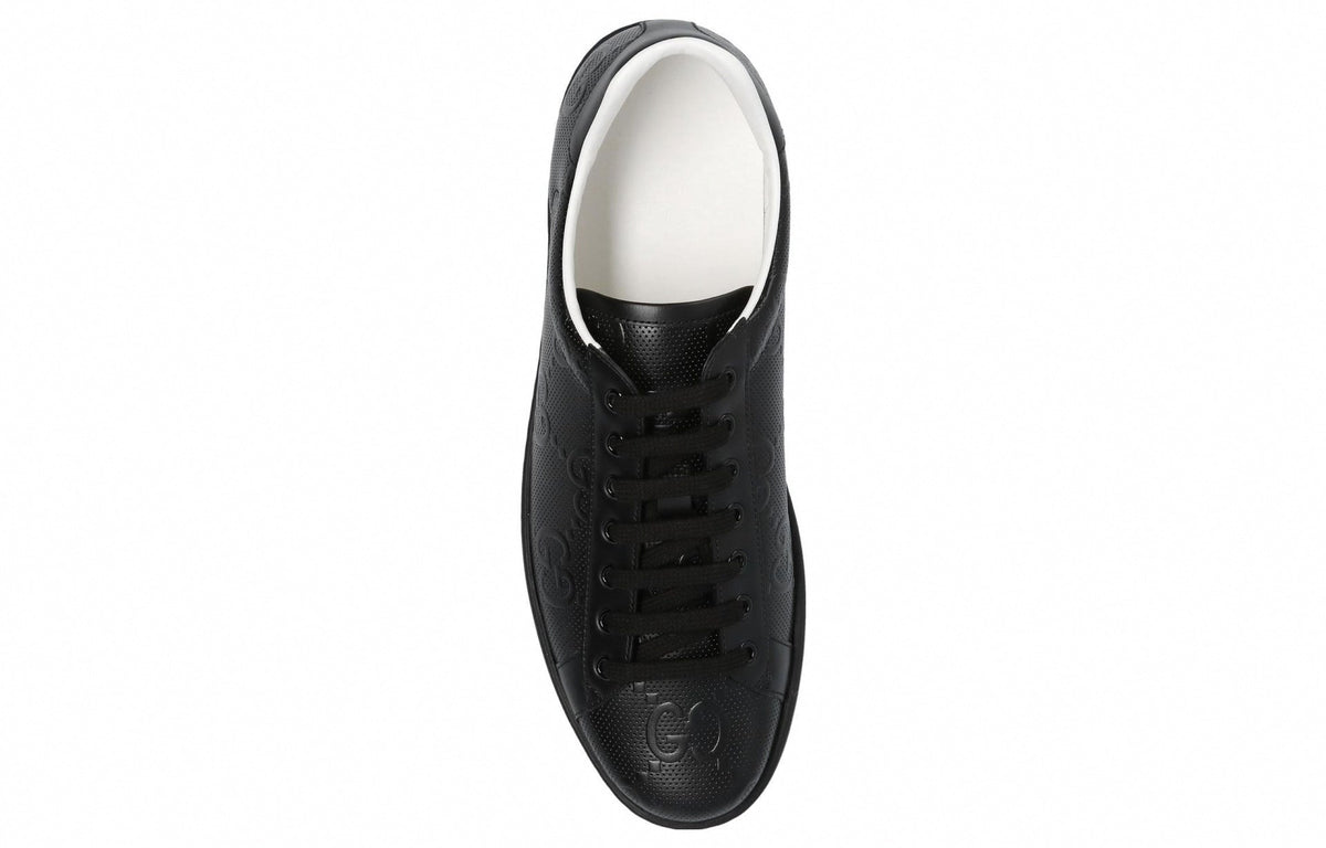 Embossed GG Perforated Leather Sneakers | Black