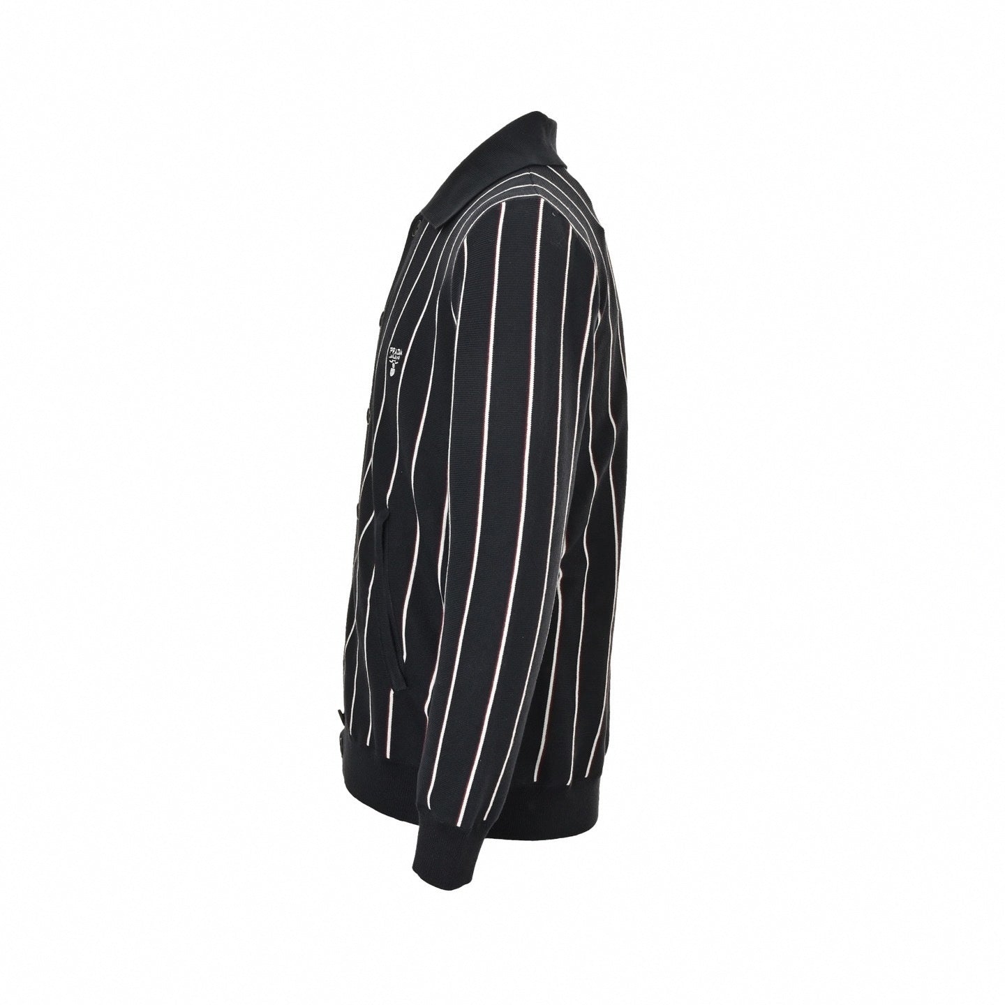 Fine-Knit Pinstripe Cardigan | Black & White
