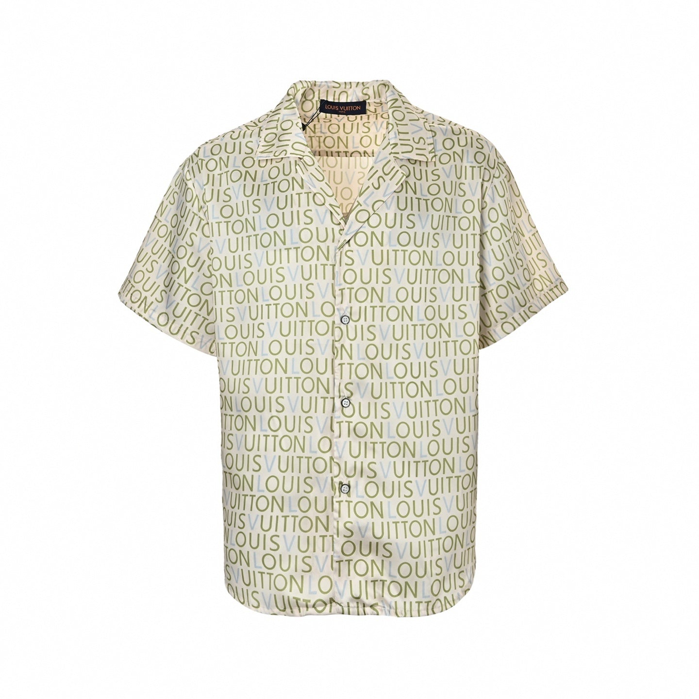 Typographic Print Short-Sleeve Shirt | Cream & Green