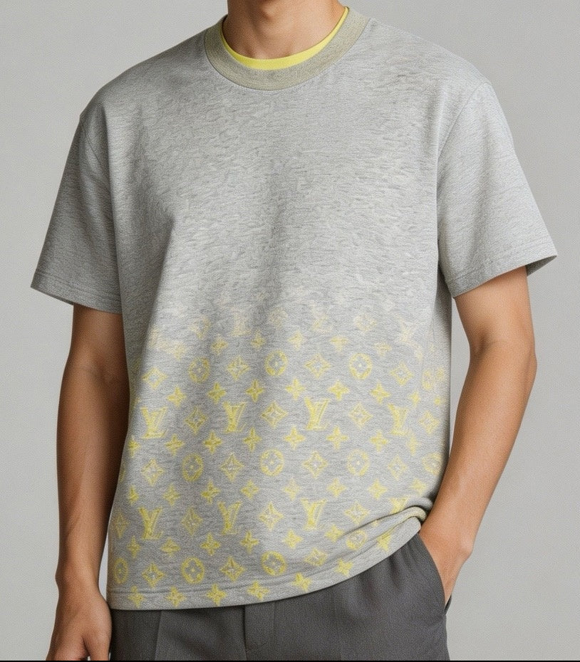 Gradient Monogram T-Shirt | Heather Grey & Yellow