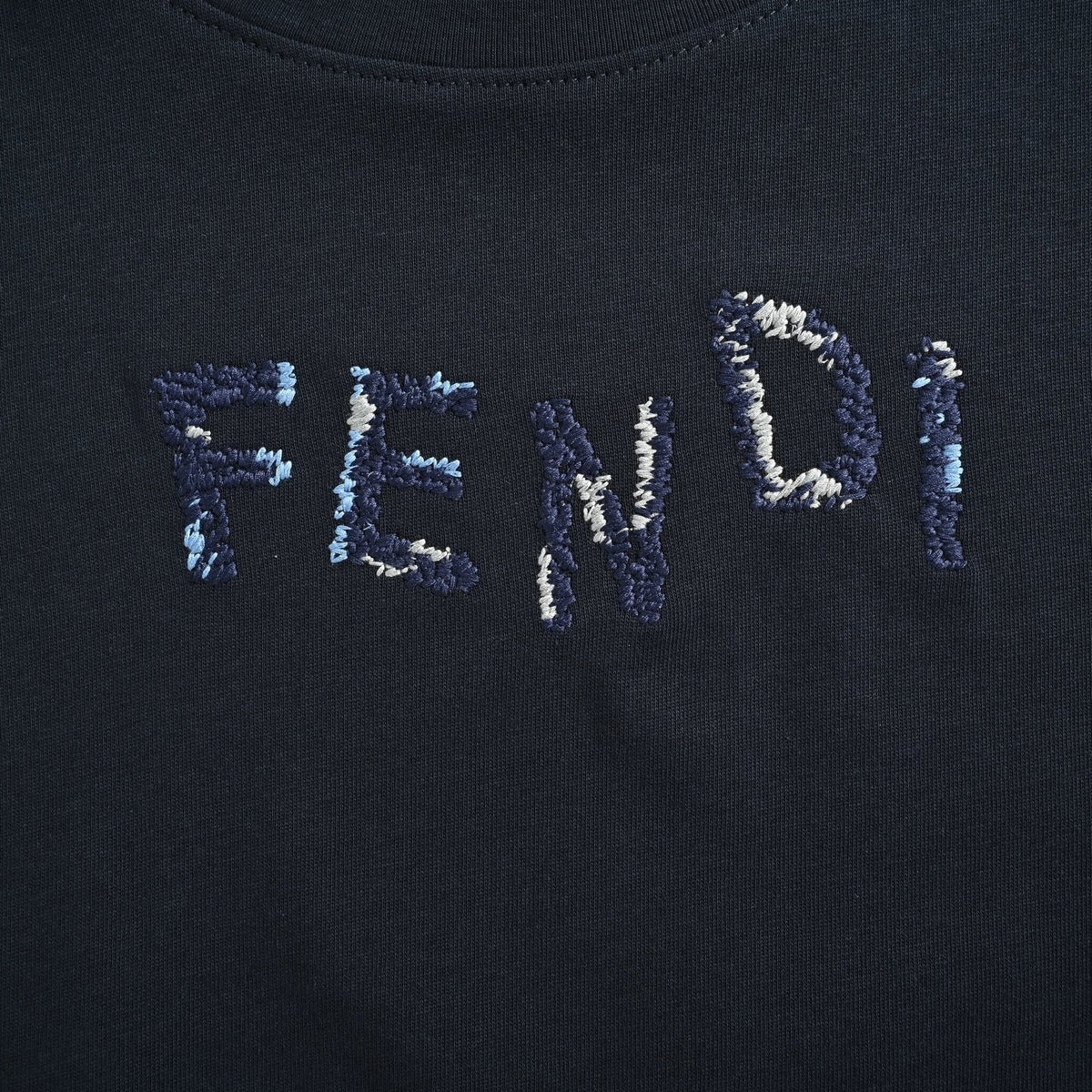 Textured Embroidered Logo T-Shirt | Navy Blue