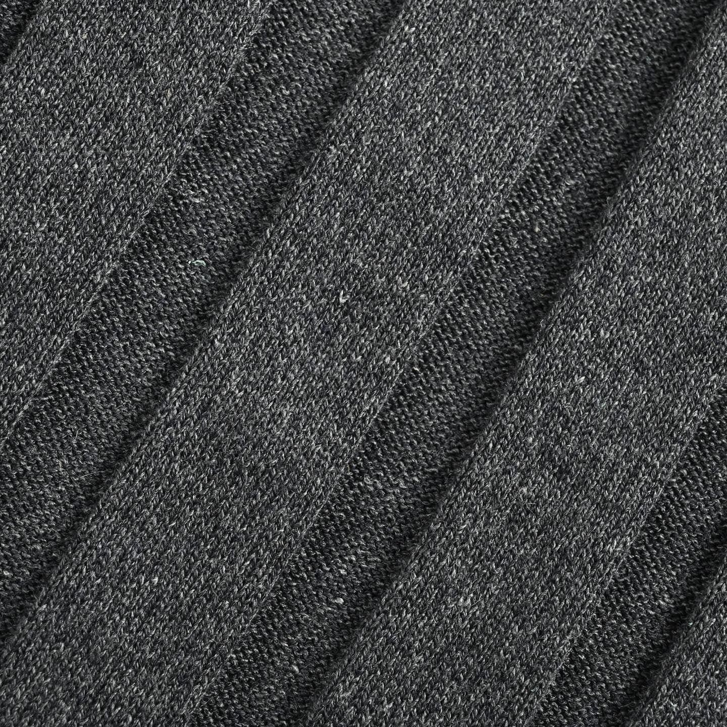 Ribbed Knit Button-Through Polo | Dark Grey