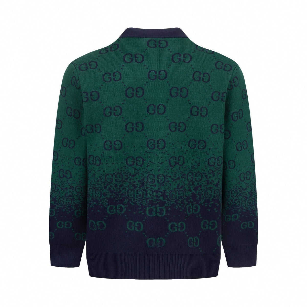 Gradient GG Monogram Wool Cardigan | Green & Navy