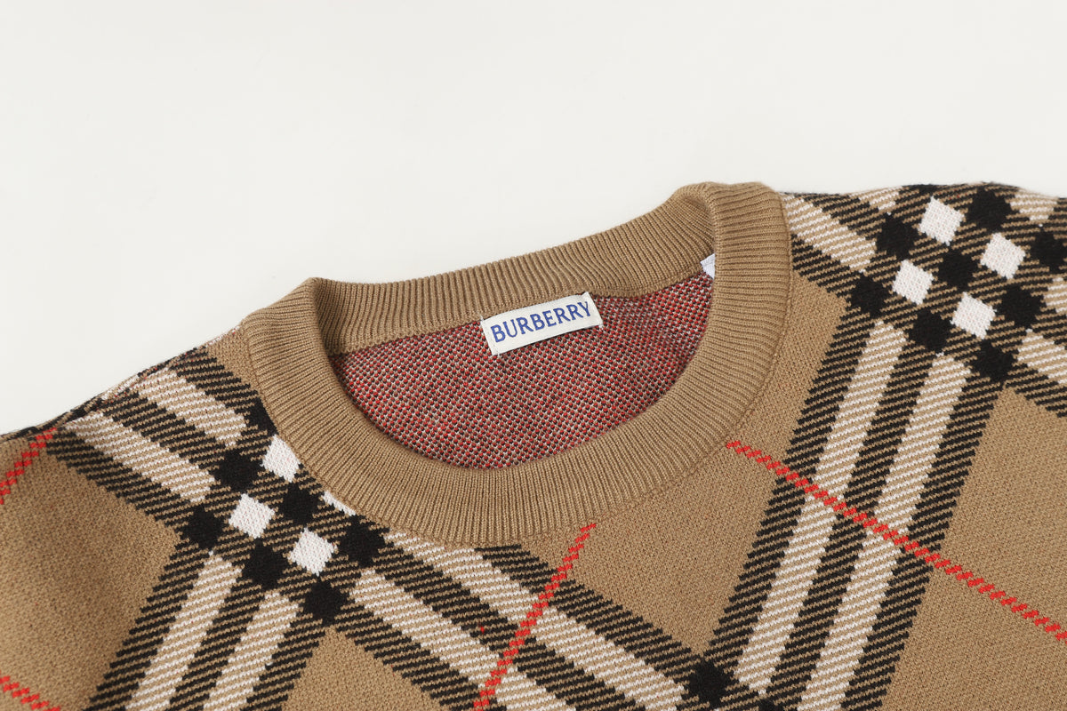 Giant Check Diamond Intarsia Wool Crewneck | Archive Beige