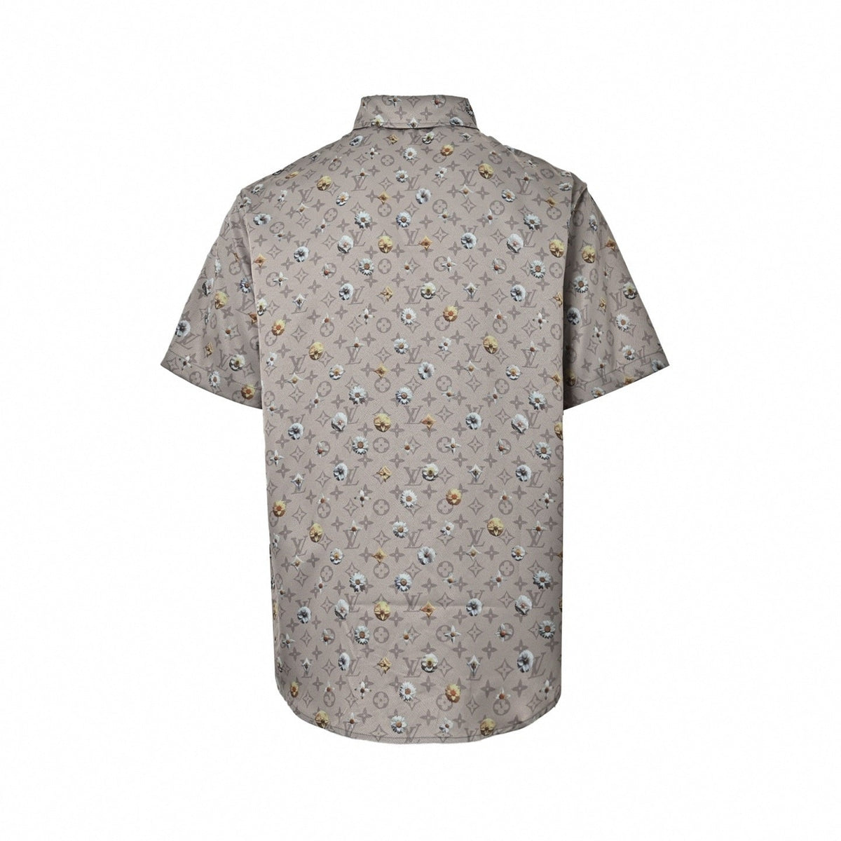 Botanical Monogram Short-Sleeve Shirt - Taupe/Grey