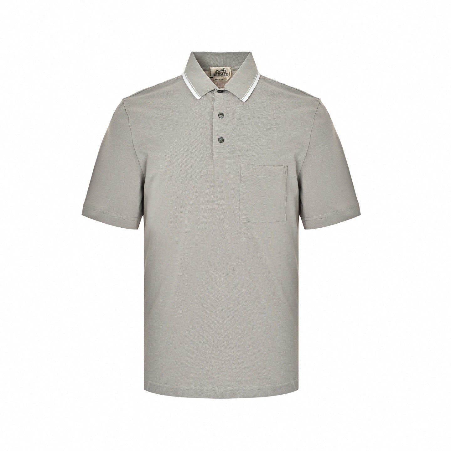 Tipped Collar Pocket Polo | Light Grey