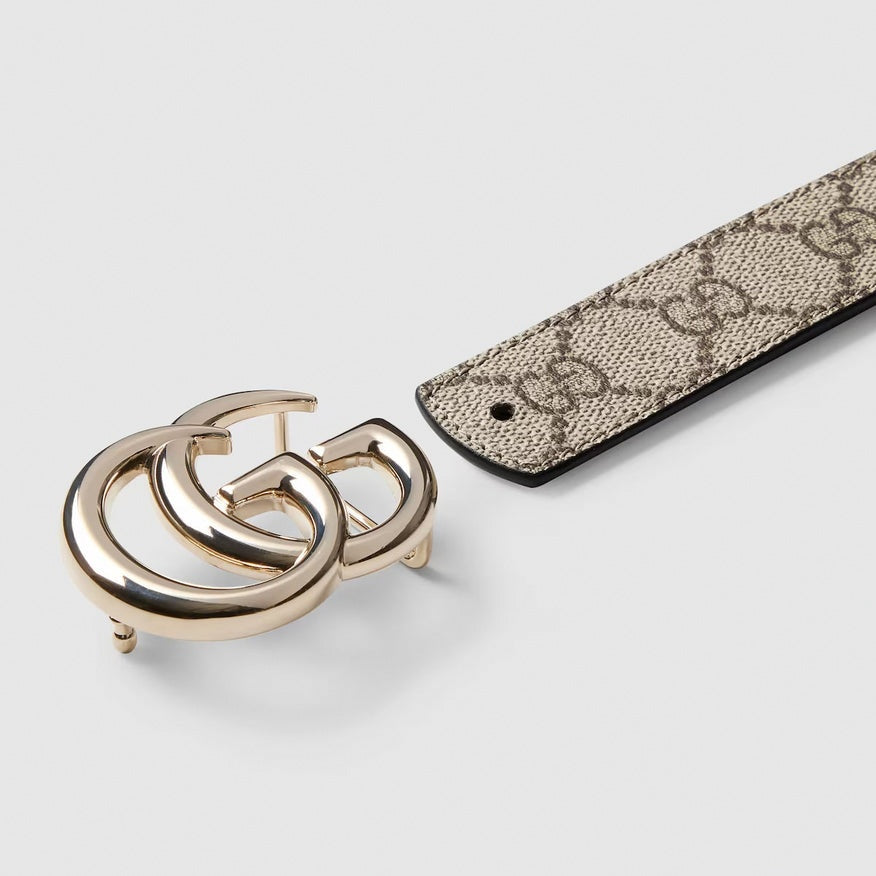 GG Marmont Reversible Belt | GG Supreme & Brown Leather