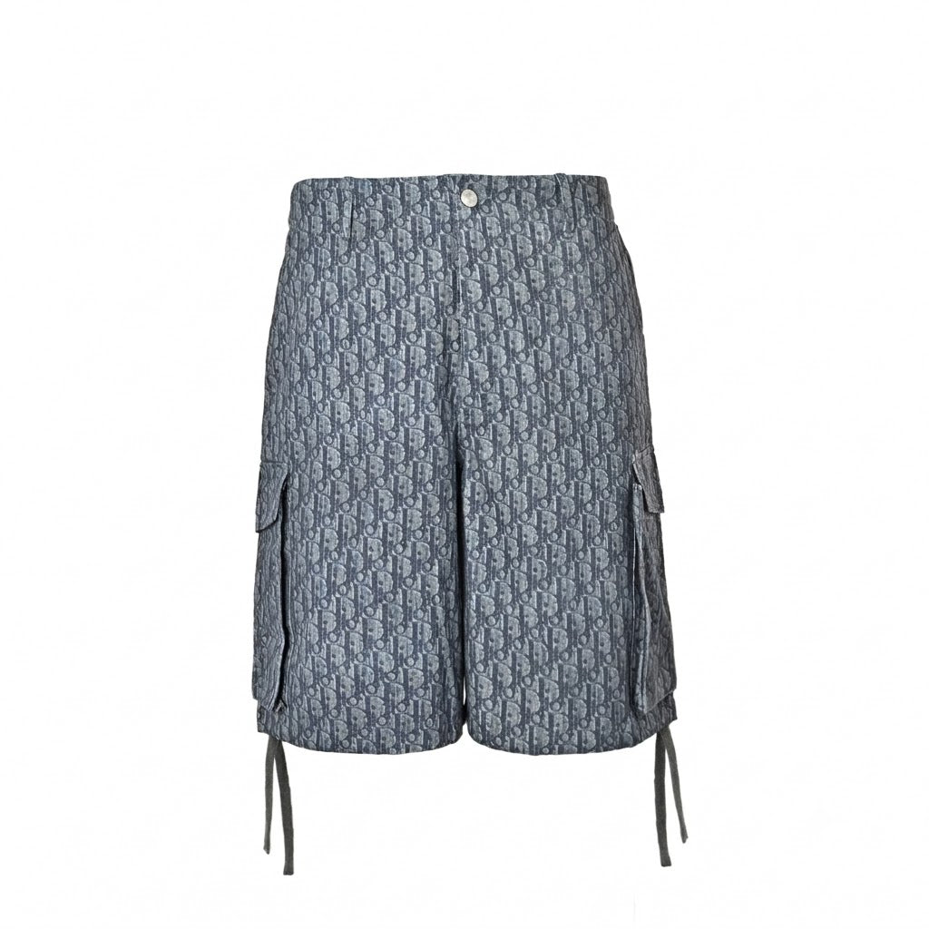 Oblique Jacquard Cargo Shorts - Blue