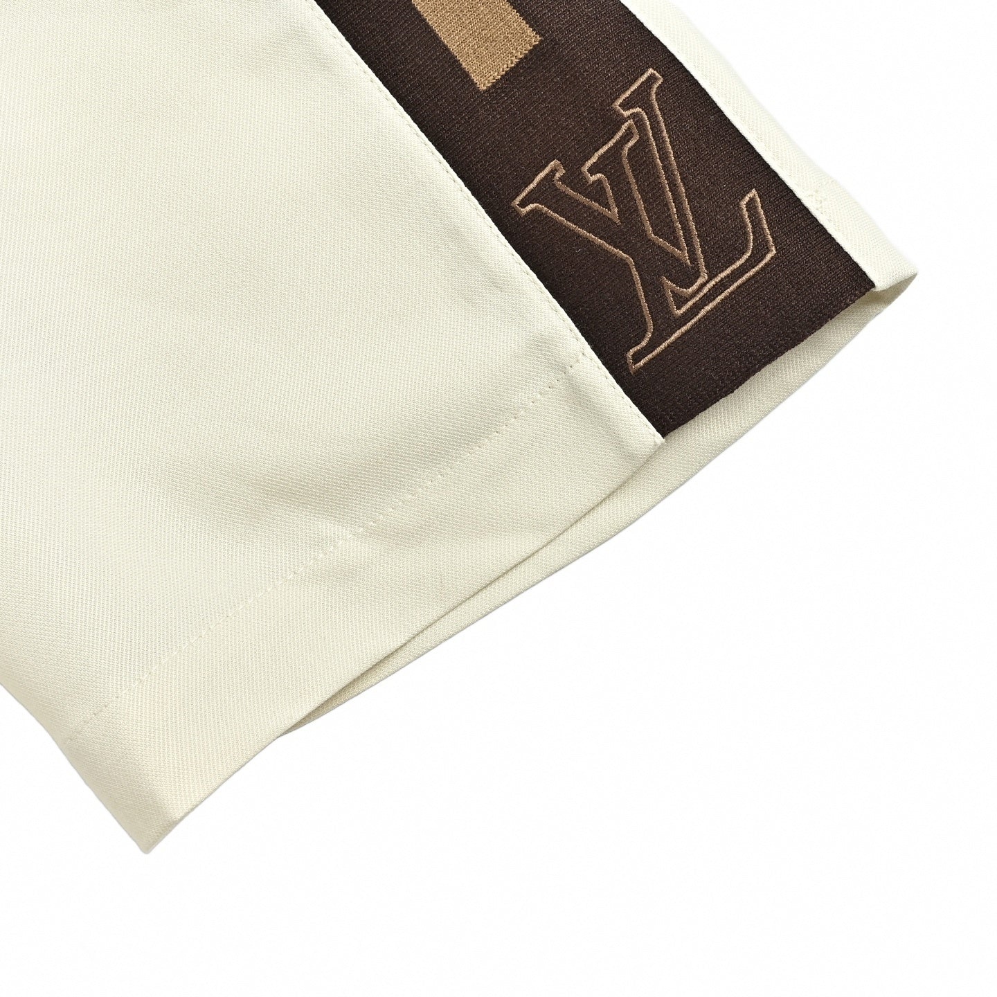 Contrast Stripe Camp Collar Shirt | Cream & Brown