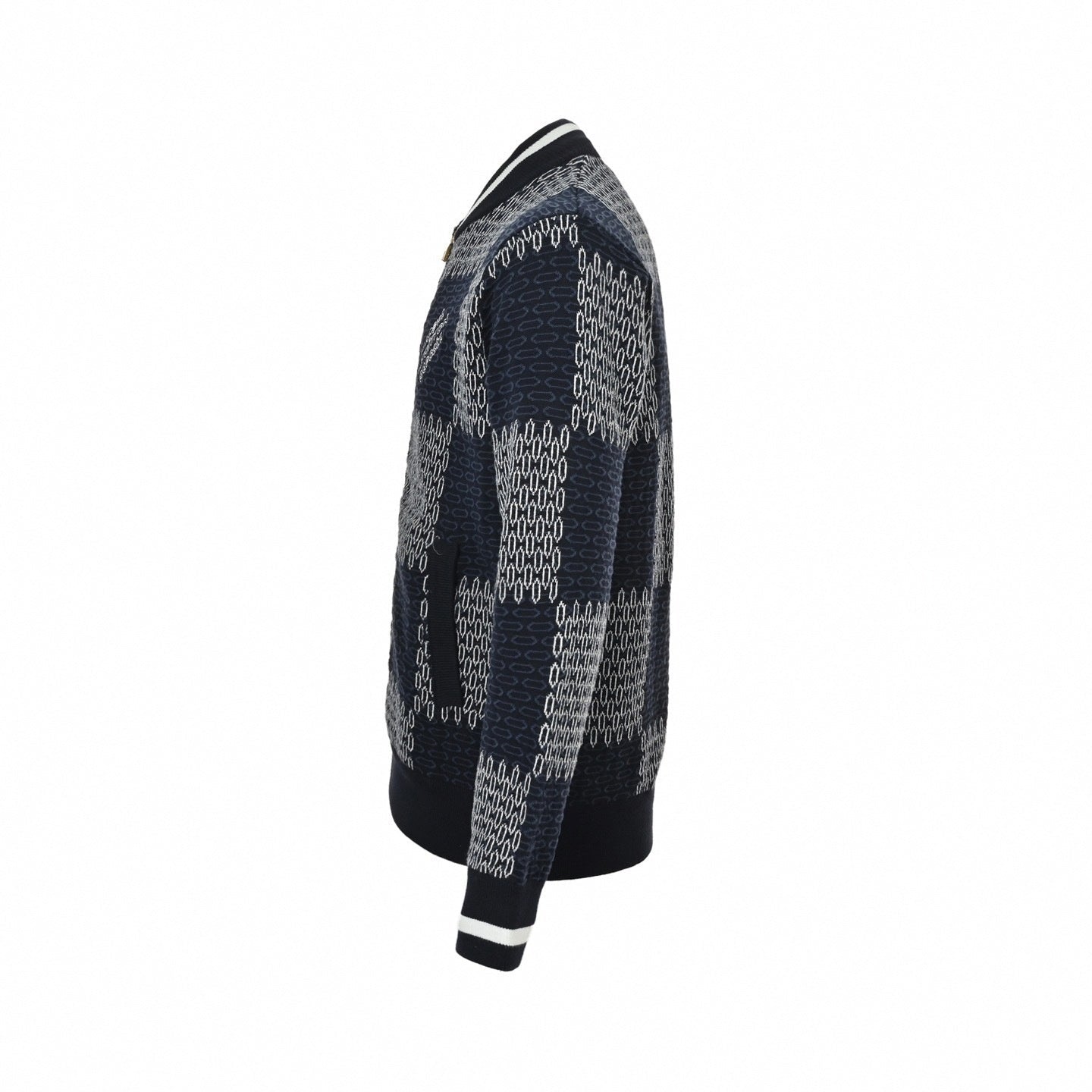 Damier Chain Link Zip-Up Knit | Navy