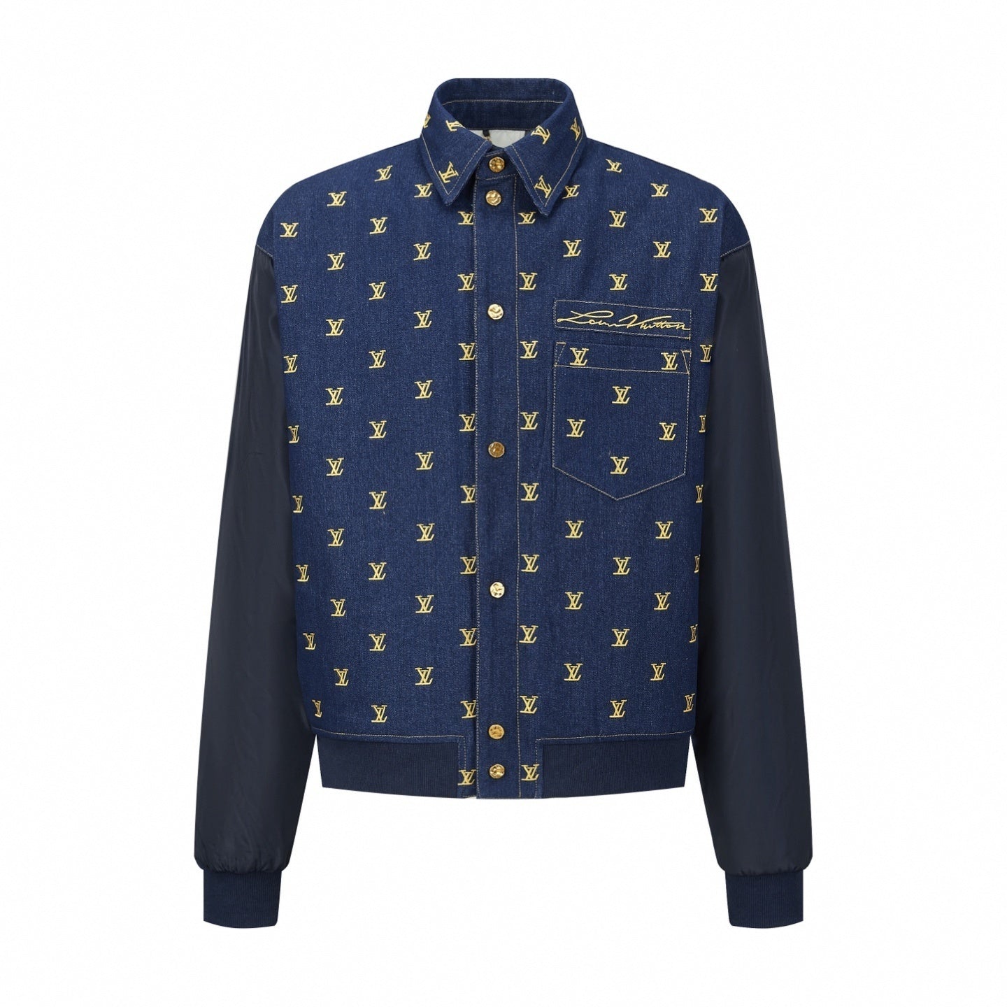 Gold Monogram Denim Jacket | Indigo