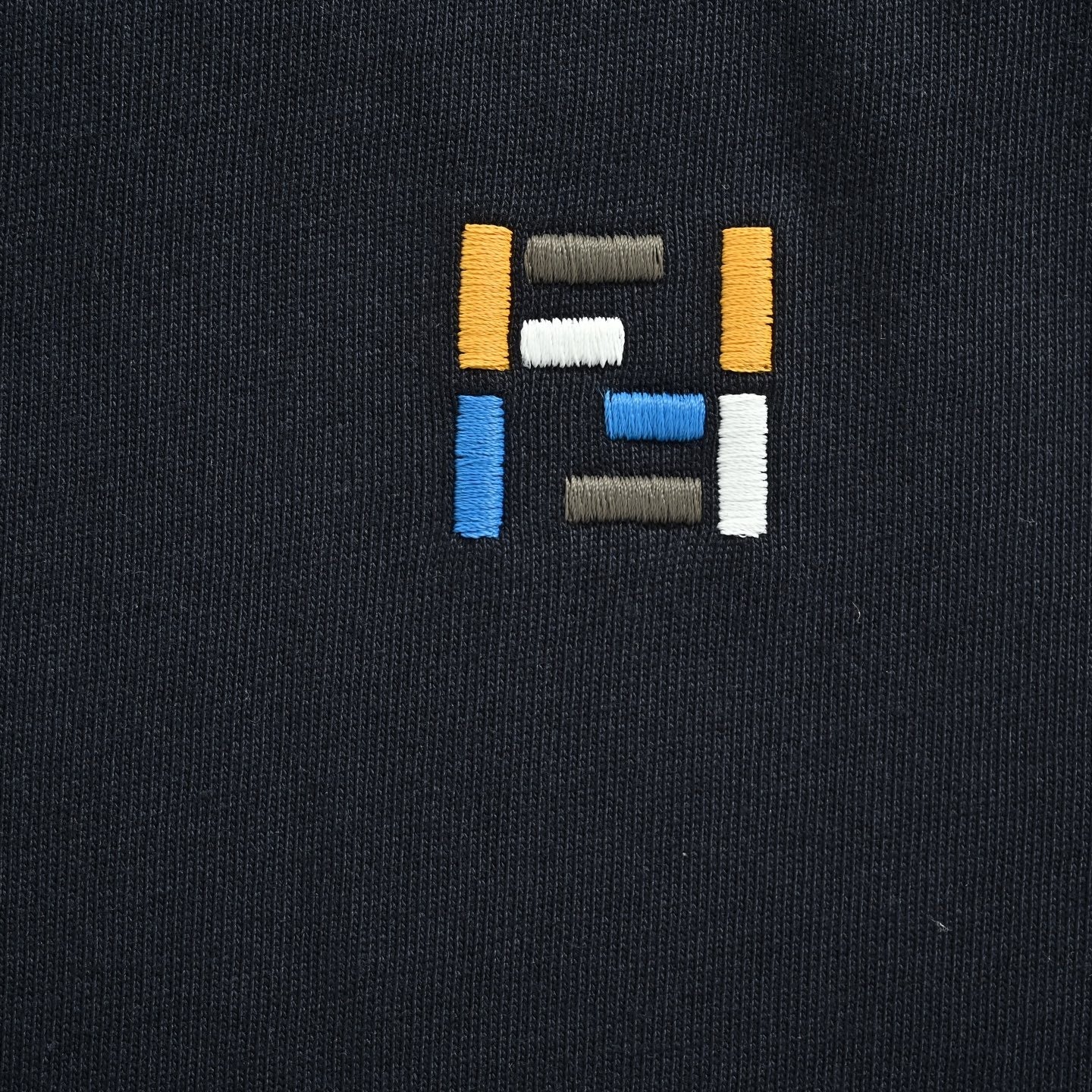 Striped Collar FF Logo T-Shirt | Dark Navy