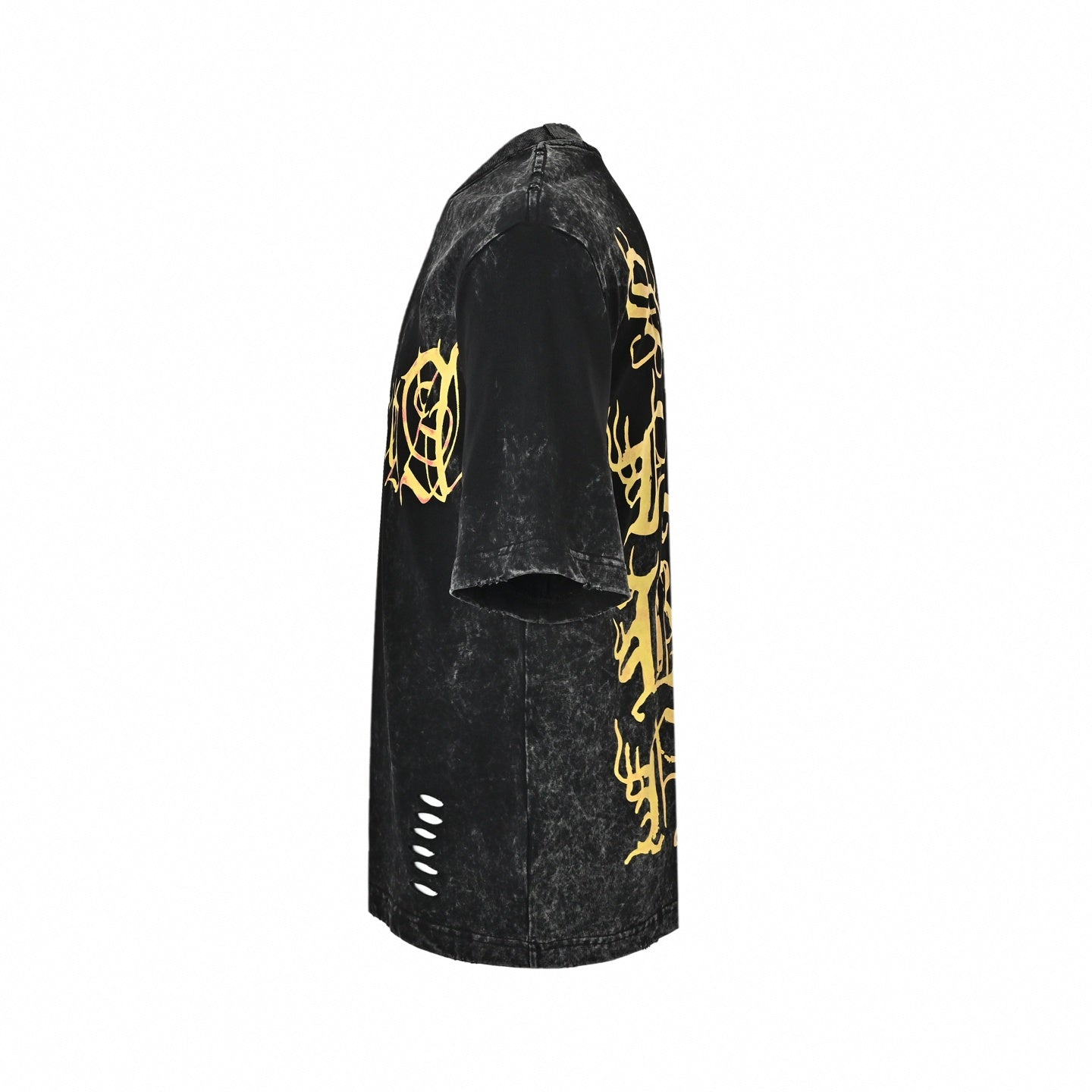 Distressed Gothic Logo 'See Now Buy Now' T-Shirt - Washed Black