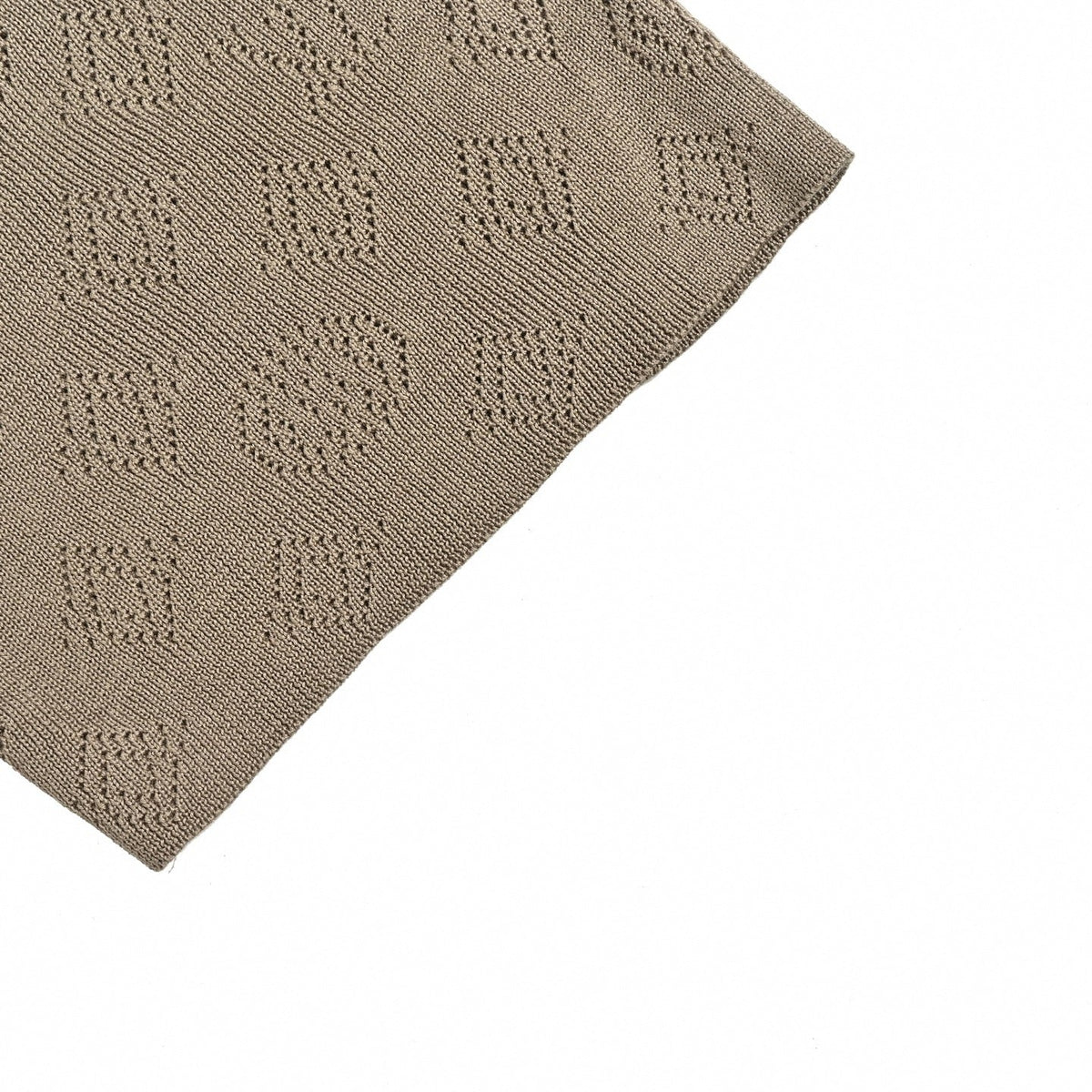 Pointelle Monogram Knit Polo | Taupe