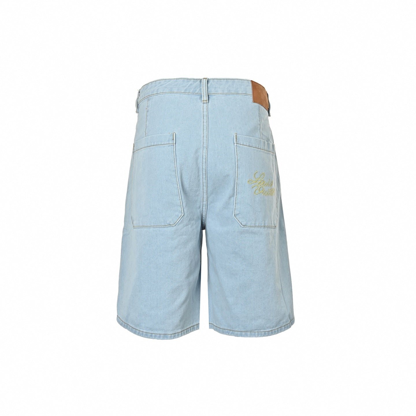 Monogram Flower Rivet Denim Shorts | Light Blue