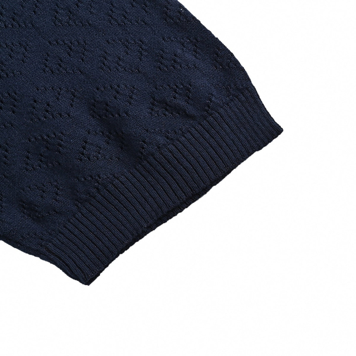 Pointelle FF Monogram Knit Polo | Navy