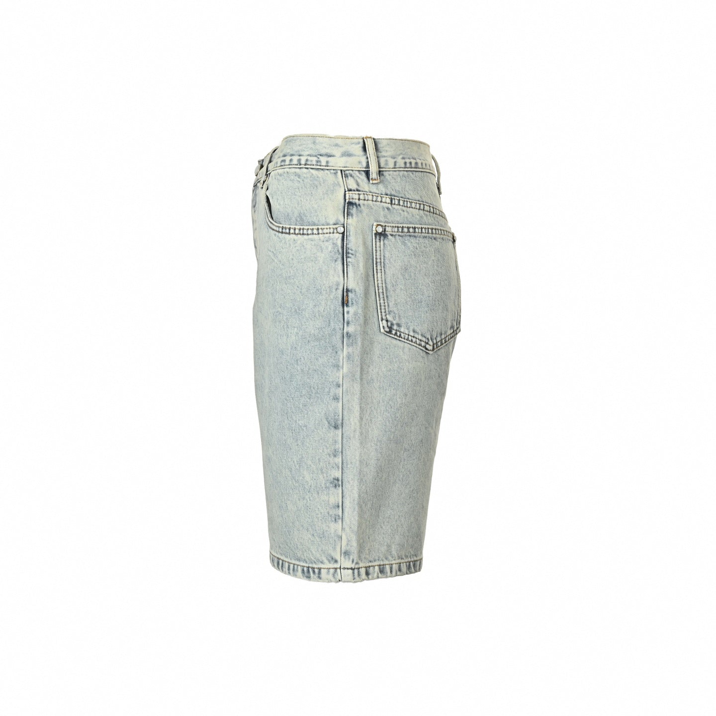 Monogram Embroidered Denim Shorts | Light Blue