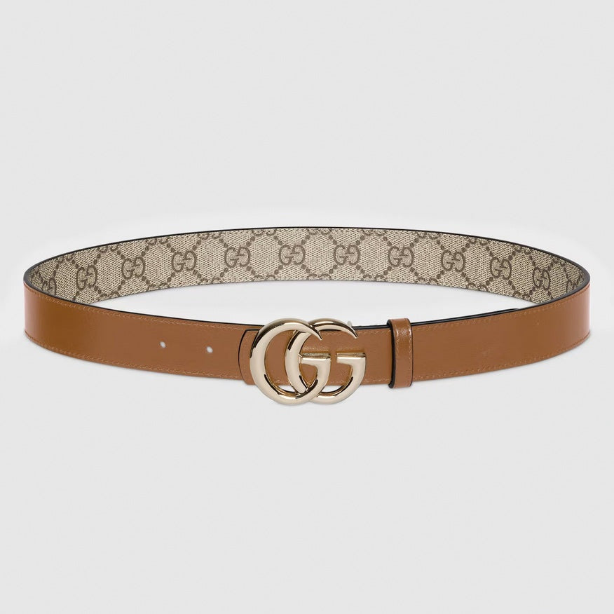 GG Marmont Reversible Belt | GG Supreme & Brown Leather