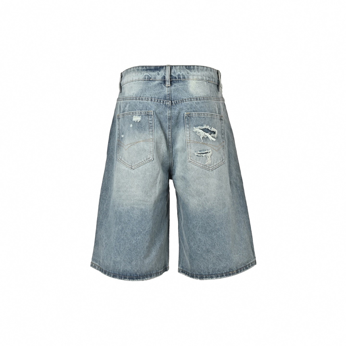Oversized Distressed Denim Shorts | Light Blue Wash