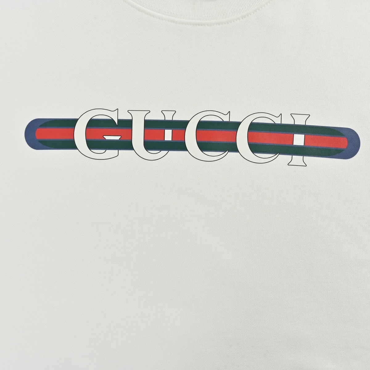 Web Stripe Logo Crewneck Sweatshirt - White