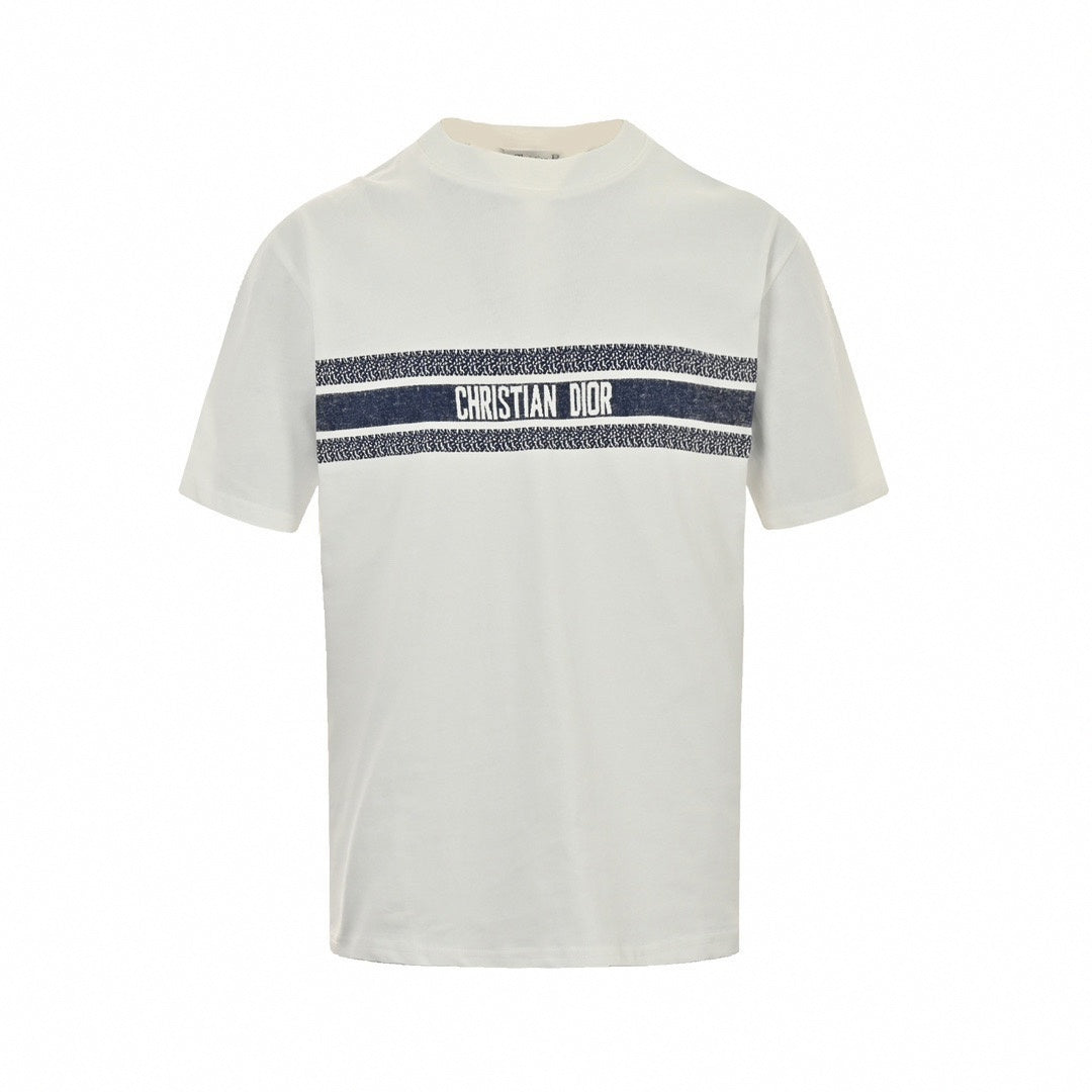 Jacquard Stripe Logo T-Shirt | White