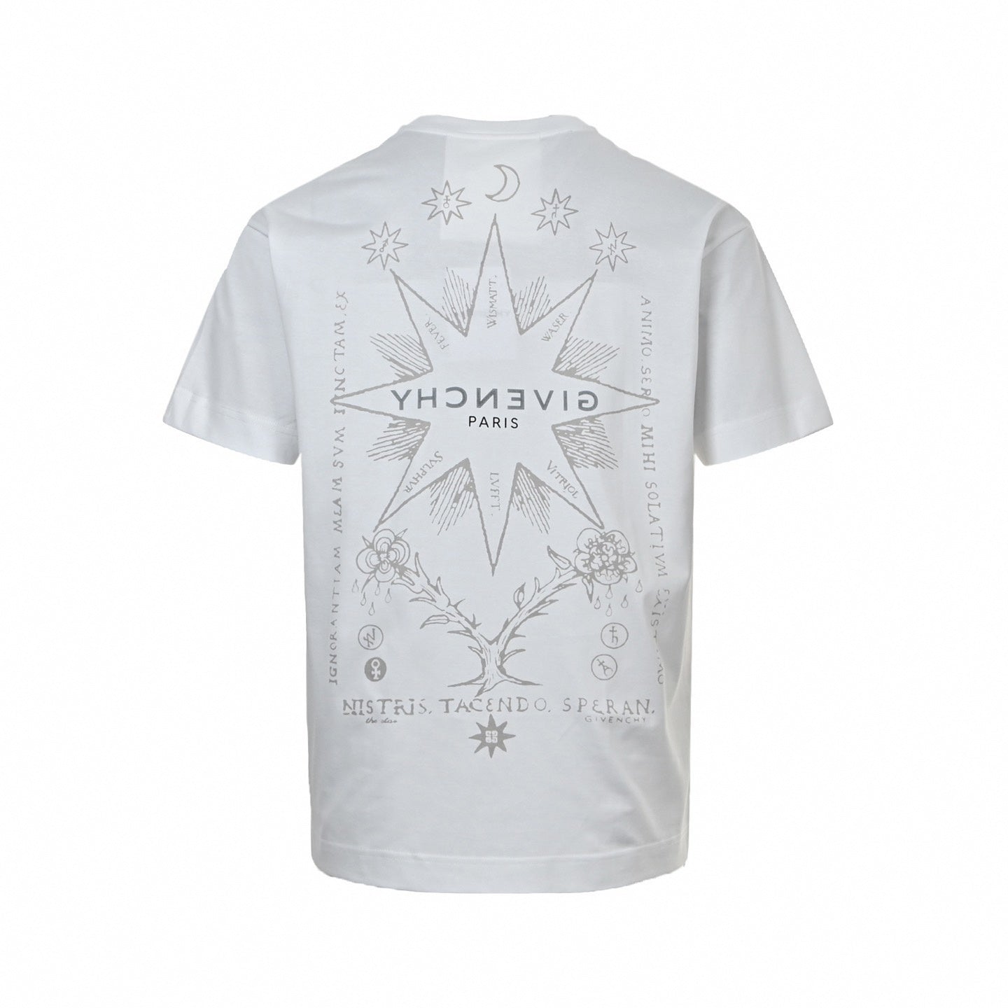 Inverted Logo & Celestial Graphic T-Shirt | White