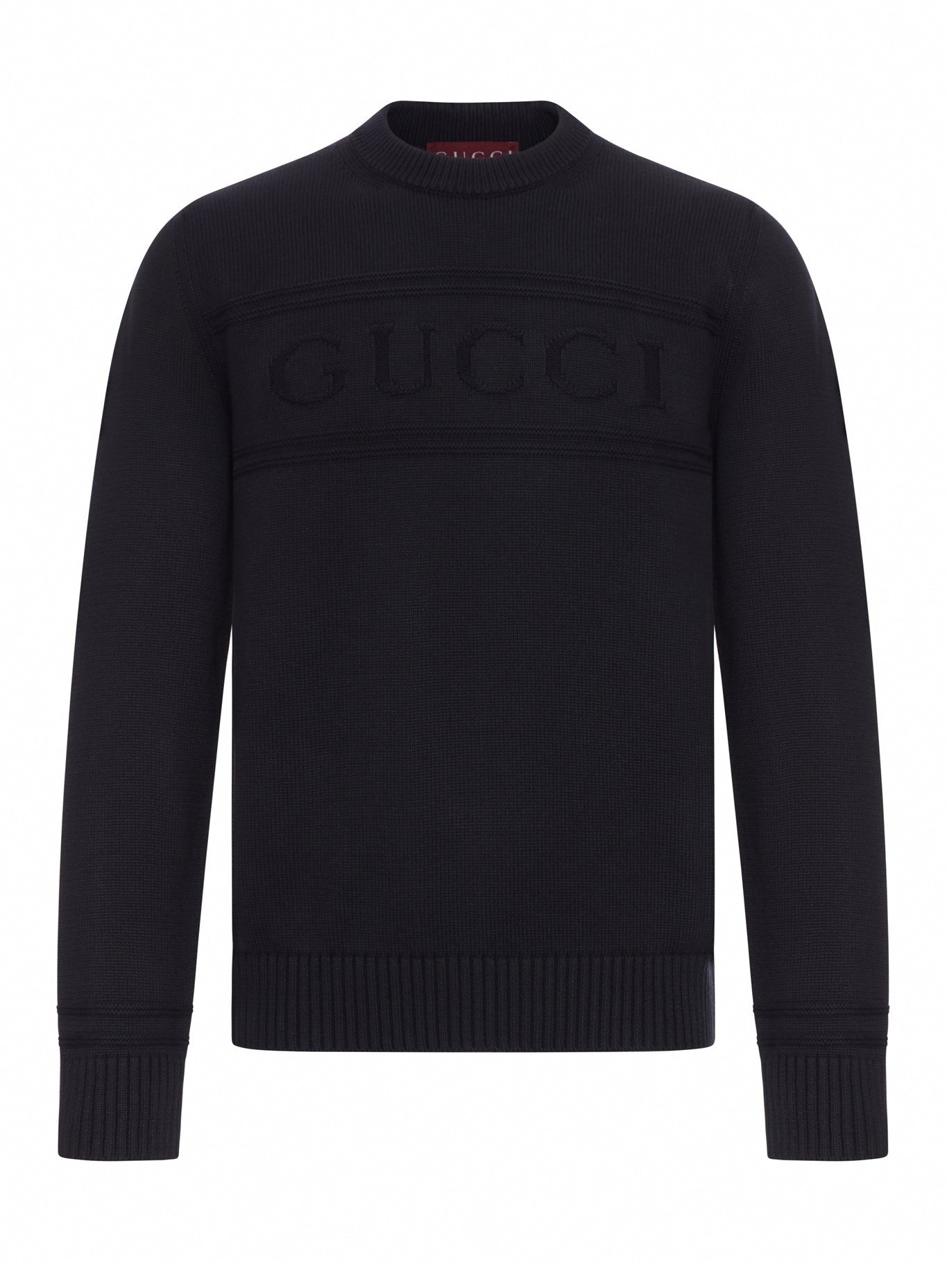 Tonal Logo Knit Crewneck Sweater | Black