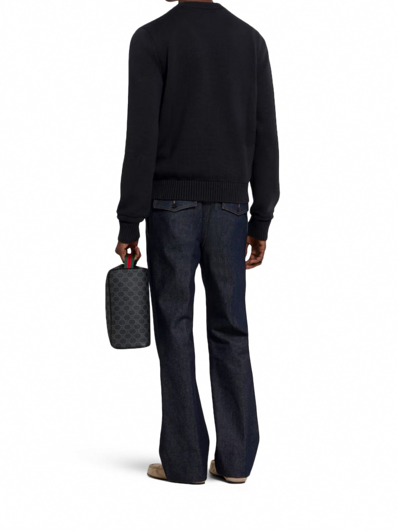 Tonal Logo Knit Crewneck Sweater | Black