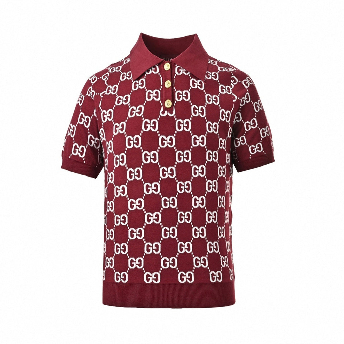 Monogram Knit Polo Shirt | Burgundy & White